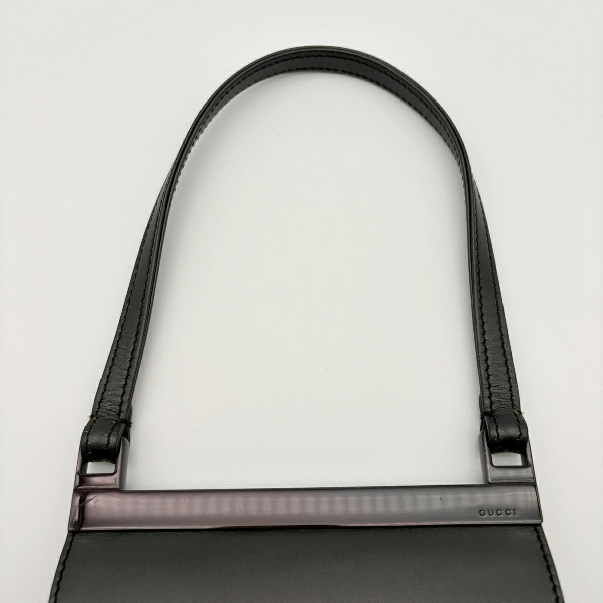 Gucci Dark Gray Dark Silver Metallic Leather Shoulder Bag (Pre-Owned)