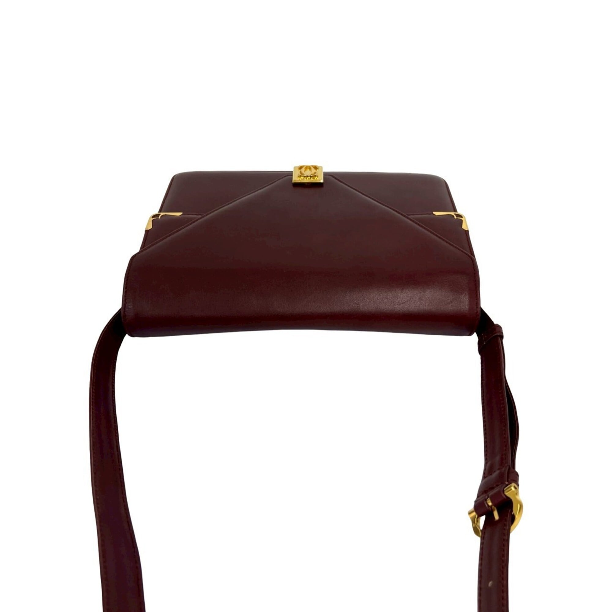 Cartier Wine Red Leather Pochette Shoulder Bag (Pre-Owned)