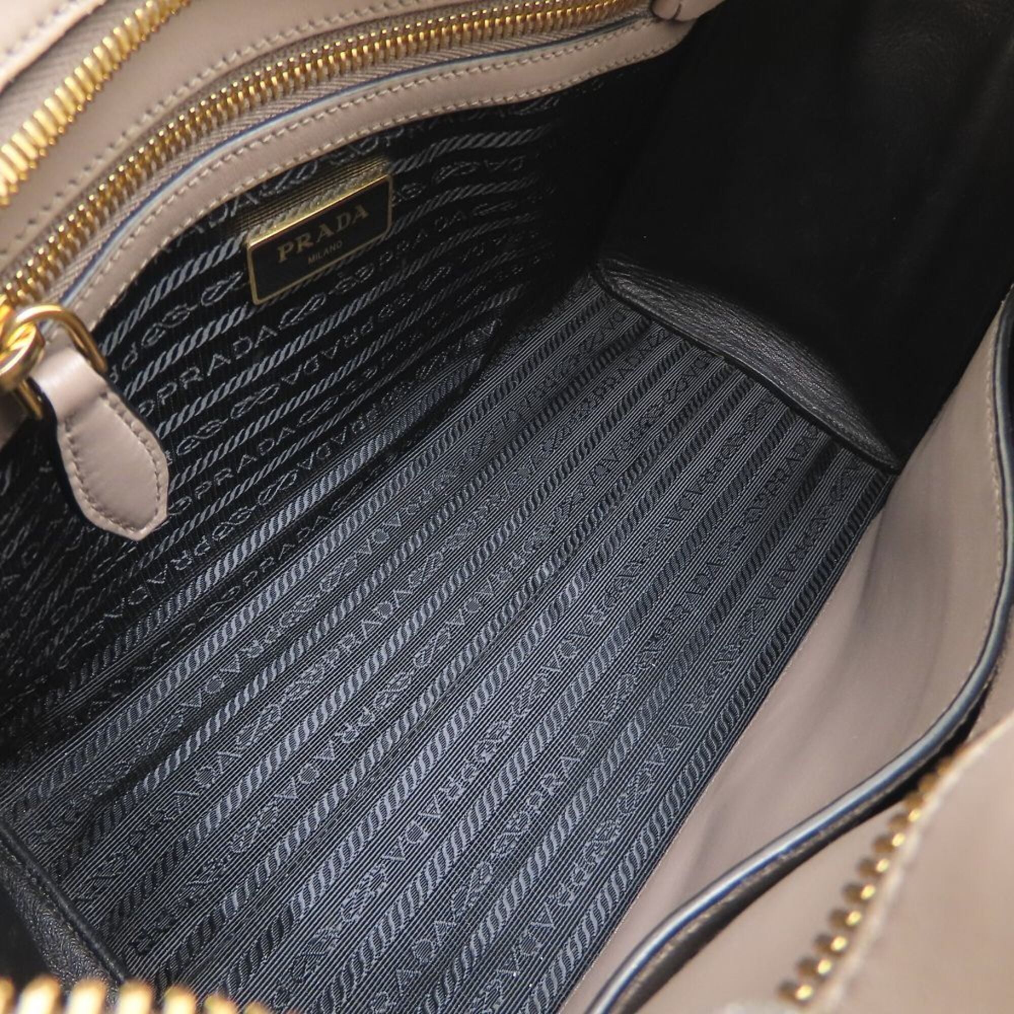 Prada Grayish Saffiano Triangle Leather Shoulder Bag (Pre-Owned)