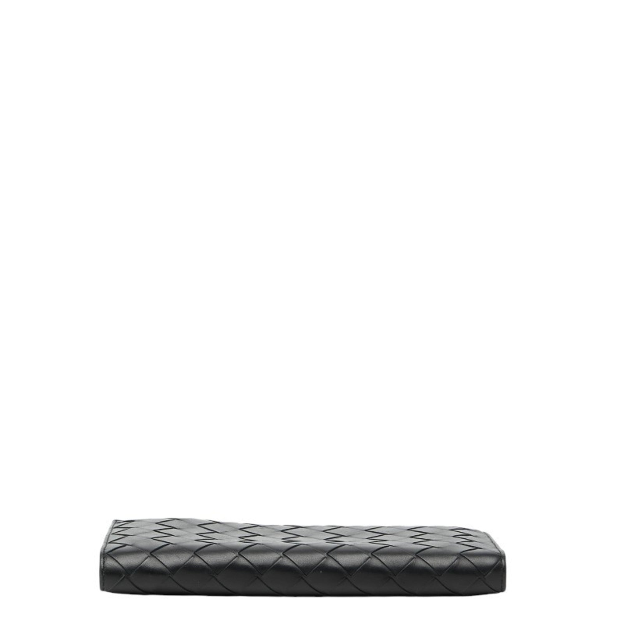 Bottega Veneta Black Leather Long Wallet (Bi-Fold) (Pre-Owned)