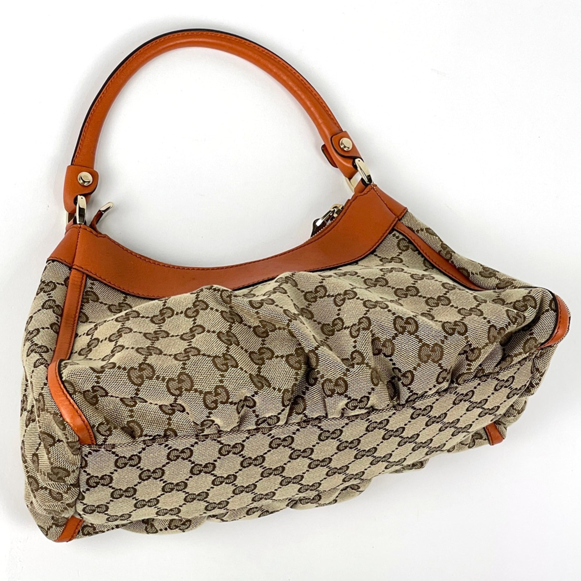 Gucci Beige Orange Gg Canvas Shoulder Bag (Pre-Owned)