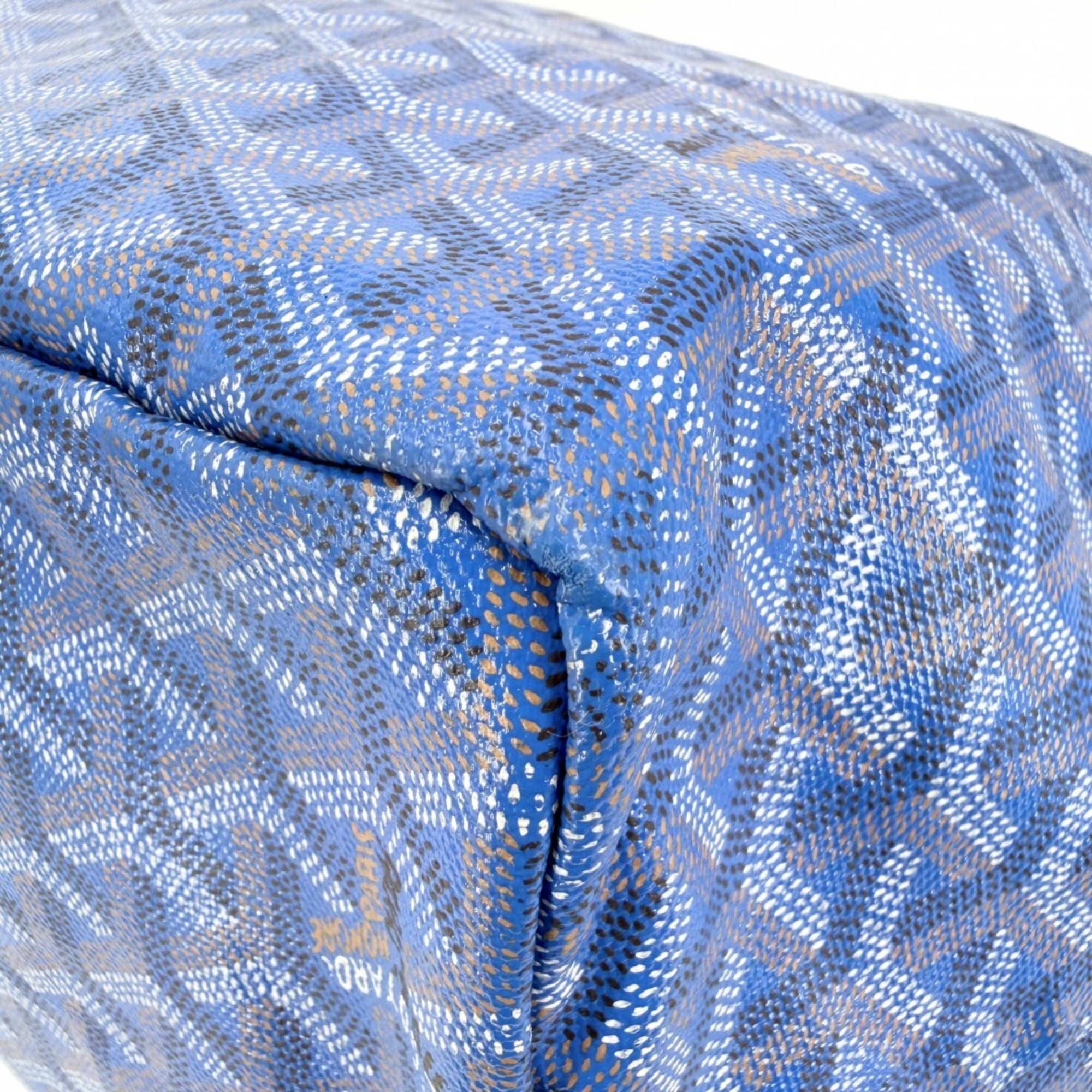 Goyard Blue Coated Canvas Leather Handbag Pouch Tote Bag (Pre-Owned)