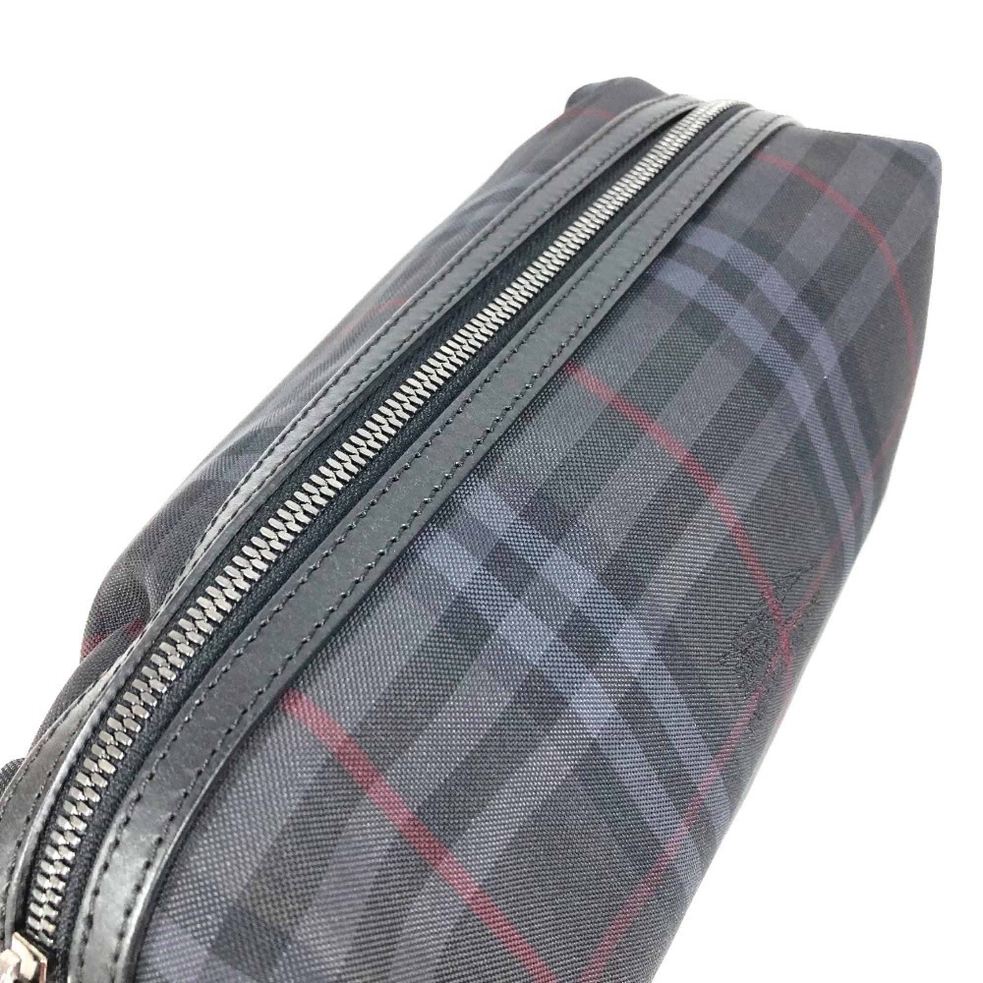 Burberry Black Nylon Canvas Leather Clutch Bag Handbag Pouch (Pre-Owned)