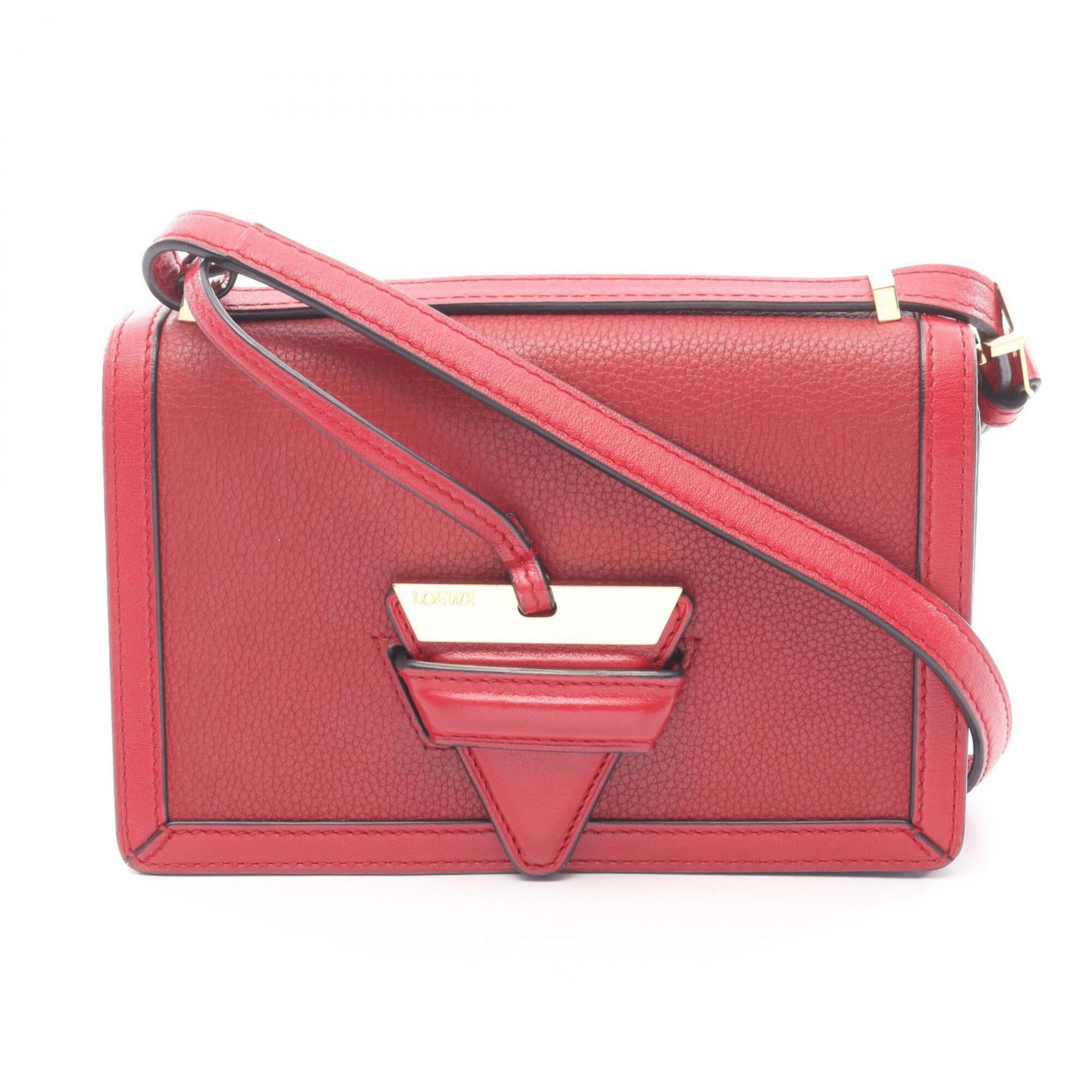 Loewe Red Color Leather Handbag Shoulder Bag (Pre-Owned)