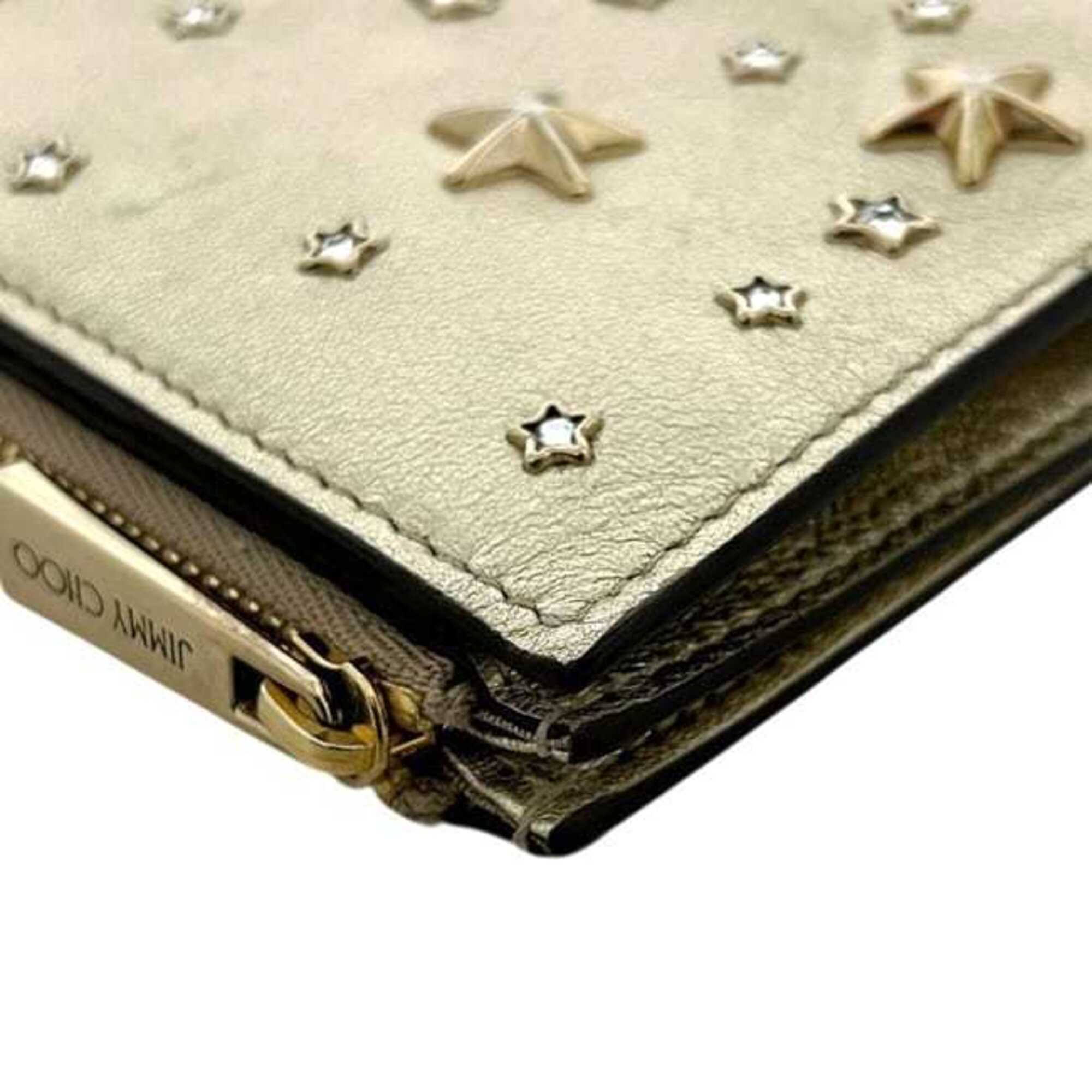 Jimmy Choo Gold Leather Wallet (Bi-Fold) (Pre-Owned)