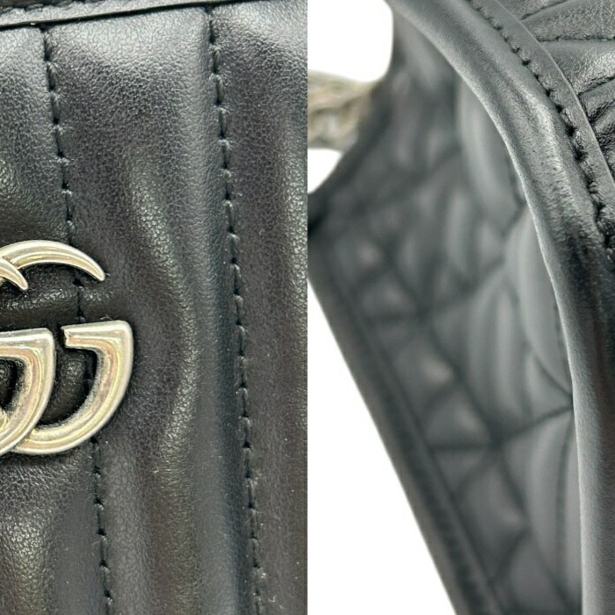 Gucci Gg Marmont Black Leather Tote Bag (Pre-Owned)