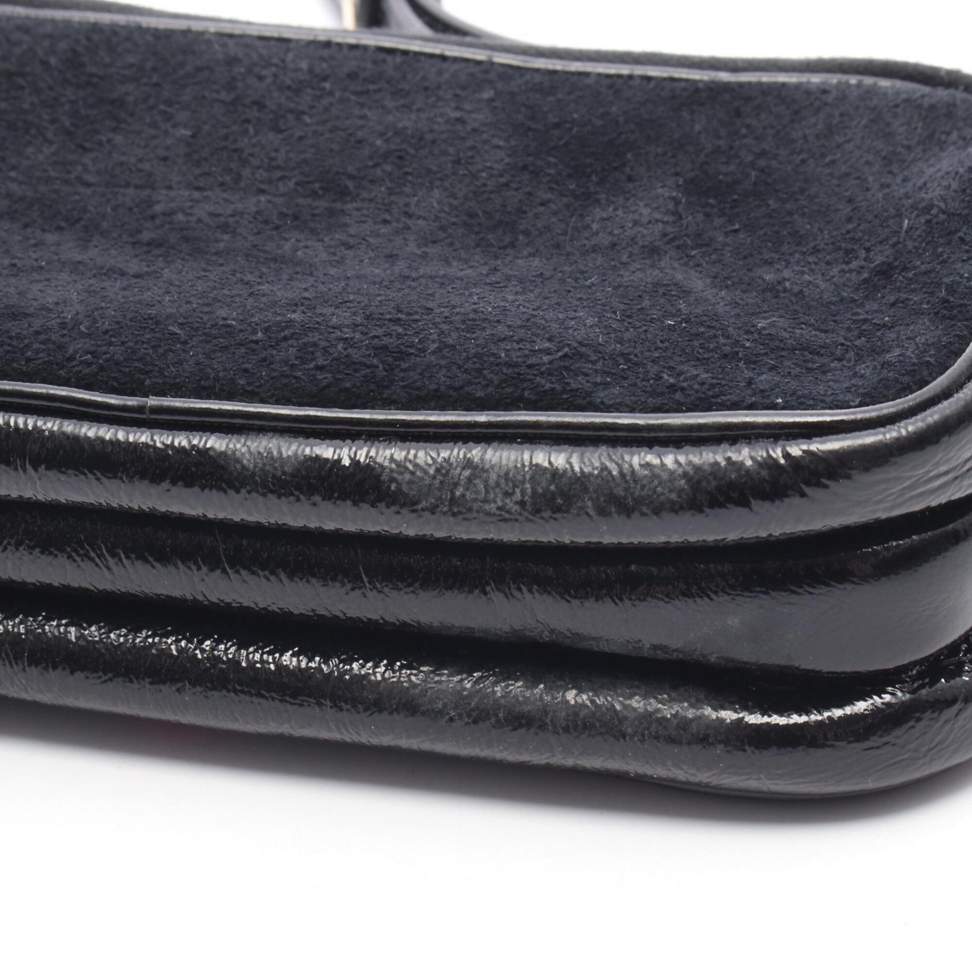Gucci Black Patent Leather Suede Handbag Shoulder Bag (Pre-Owned)