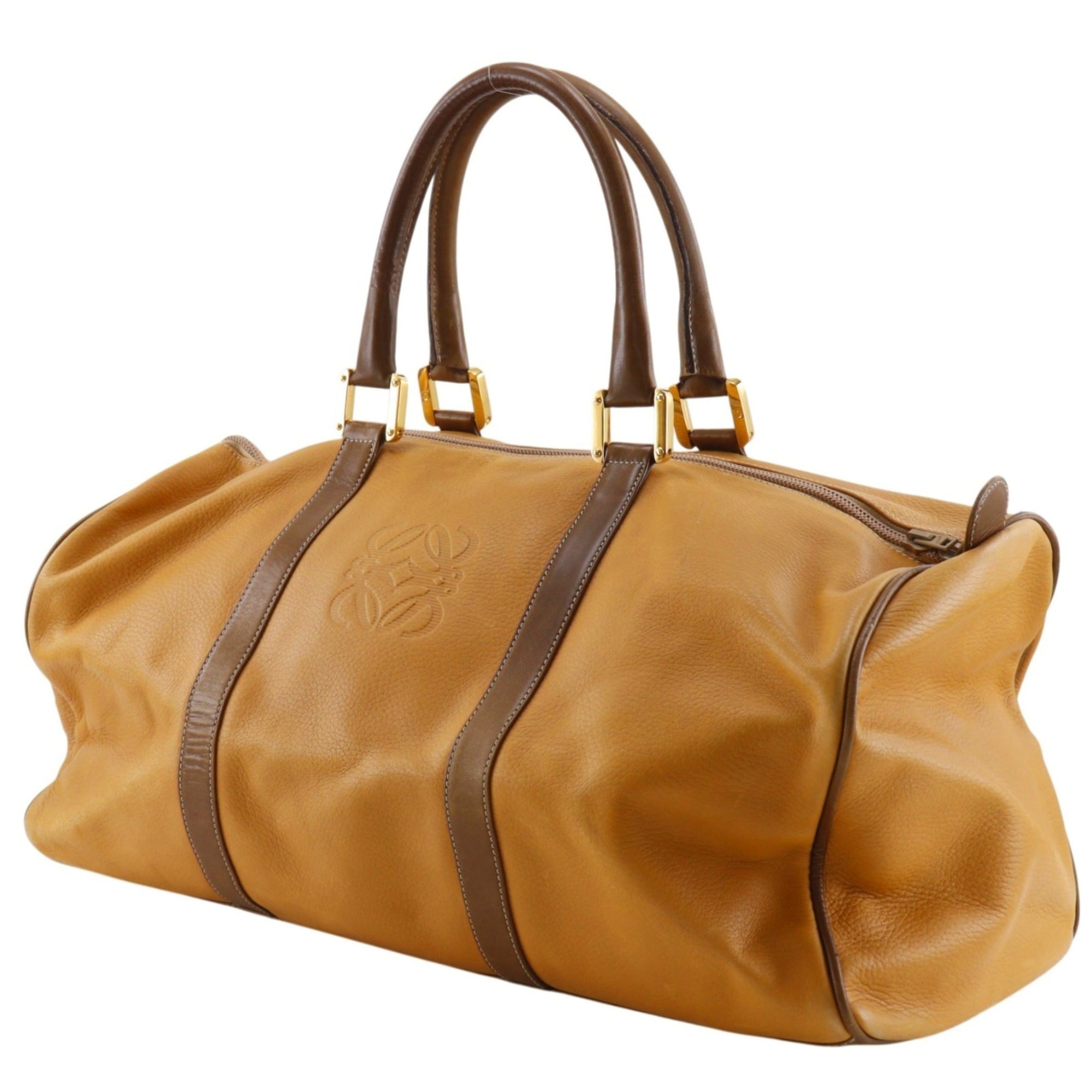 Loewe Brown Leather Boston Bag Handbag (Pre-Owned)