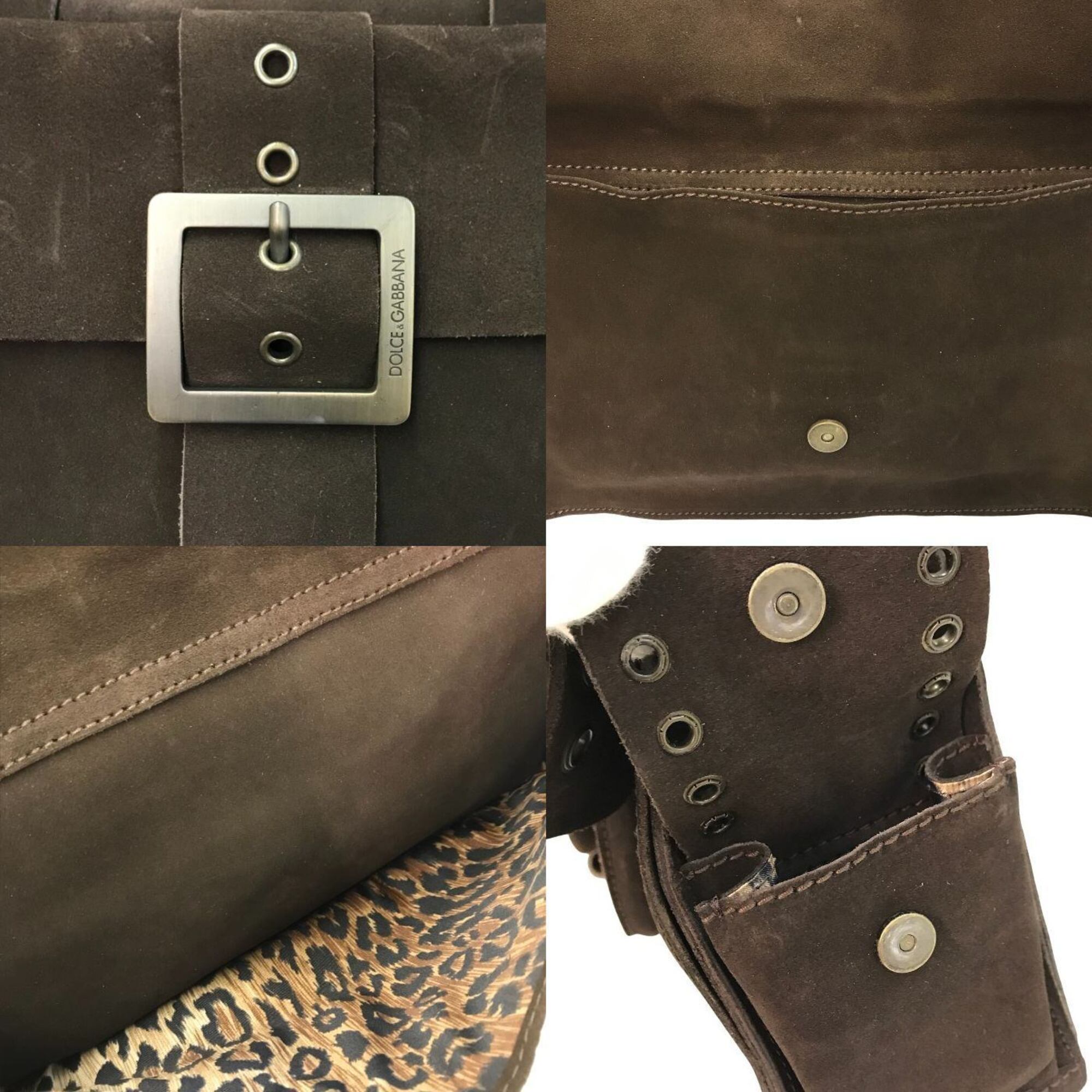 Dolce & Gabbana Brown Suede Leather Tote Bag (Pre-Owned)