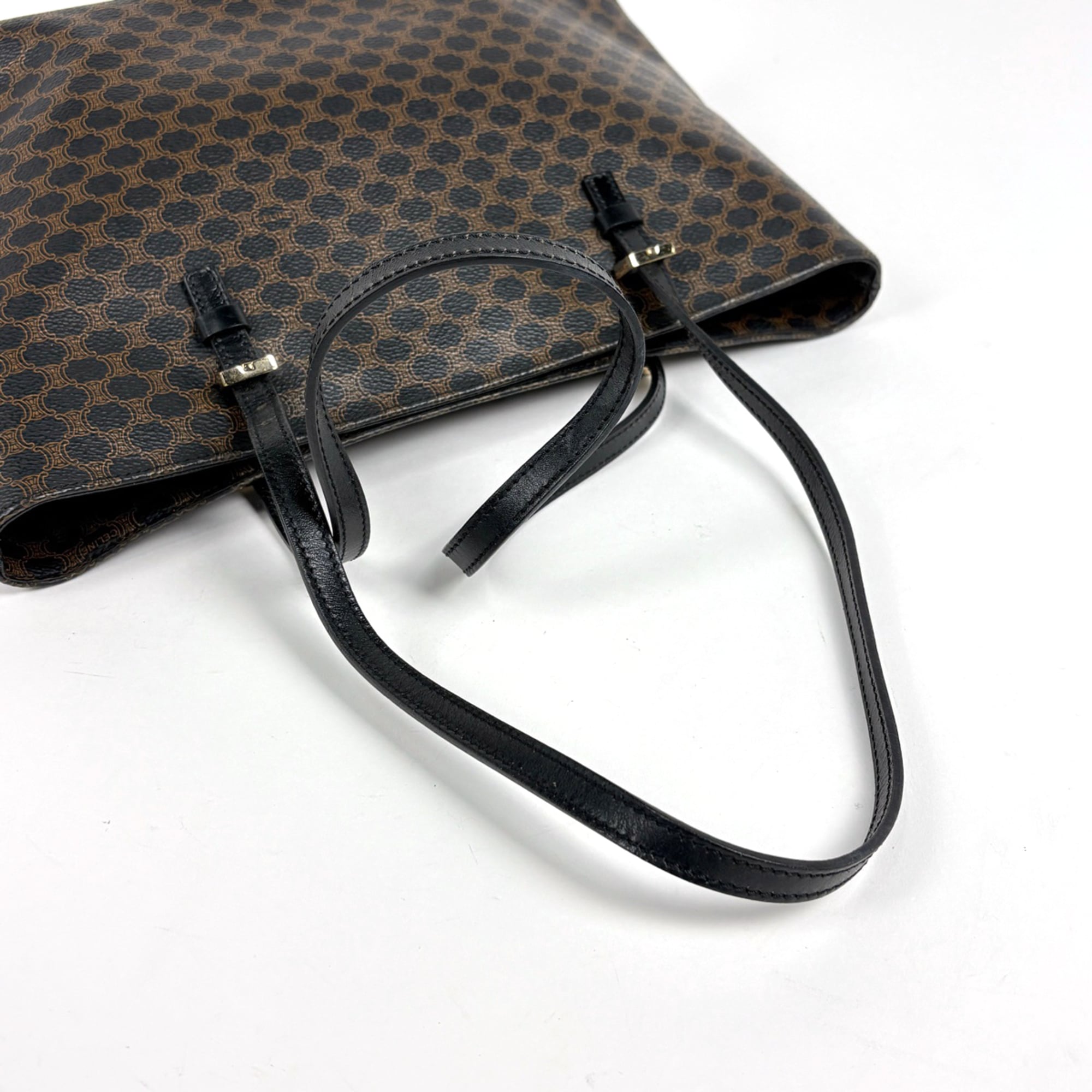 Celine Black Brown Coated Canvas Leather Tote Bag (Pre-Owned)