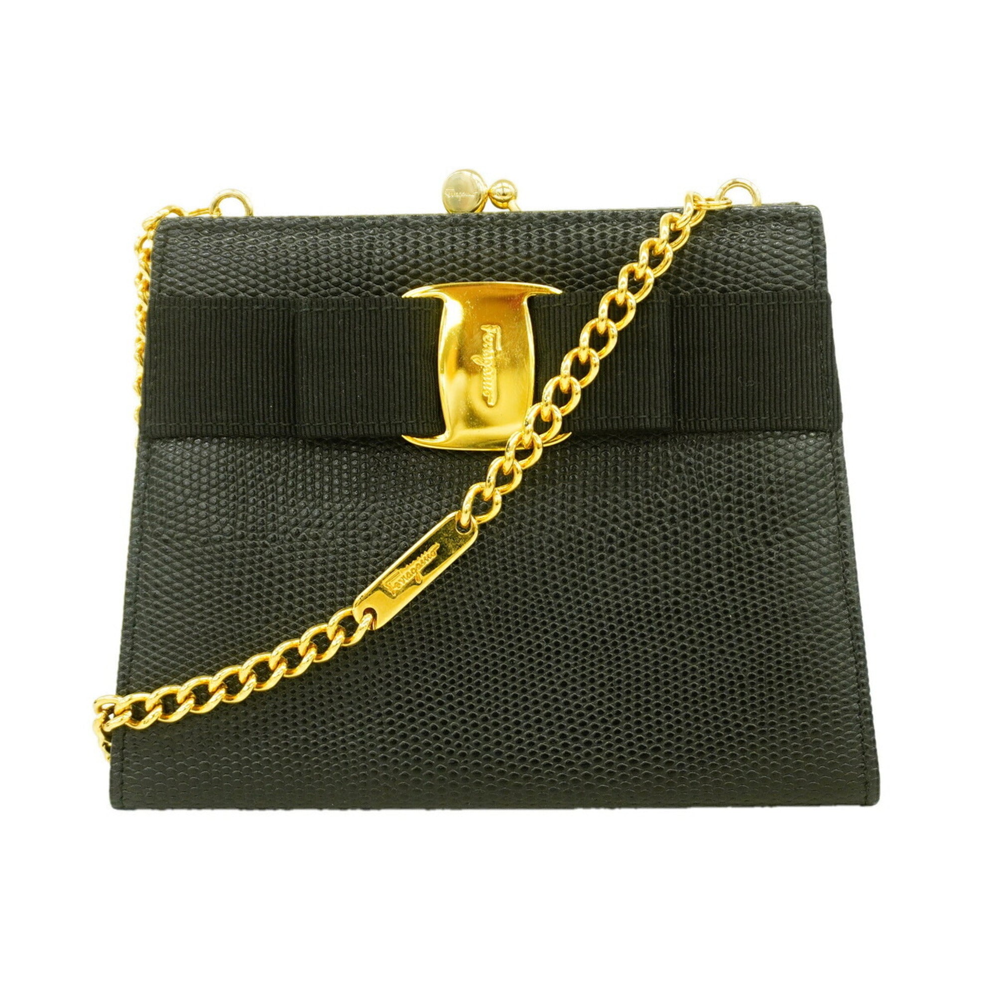 Salvatore Ferragamo Black Leather Shoulder Bag (Pre-Owned)