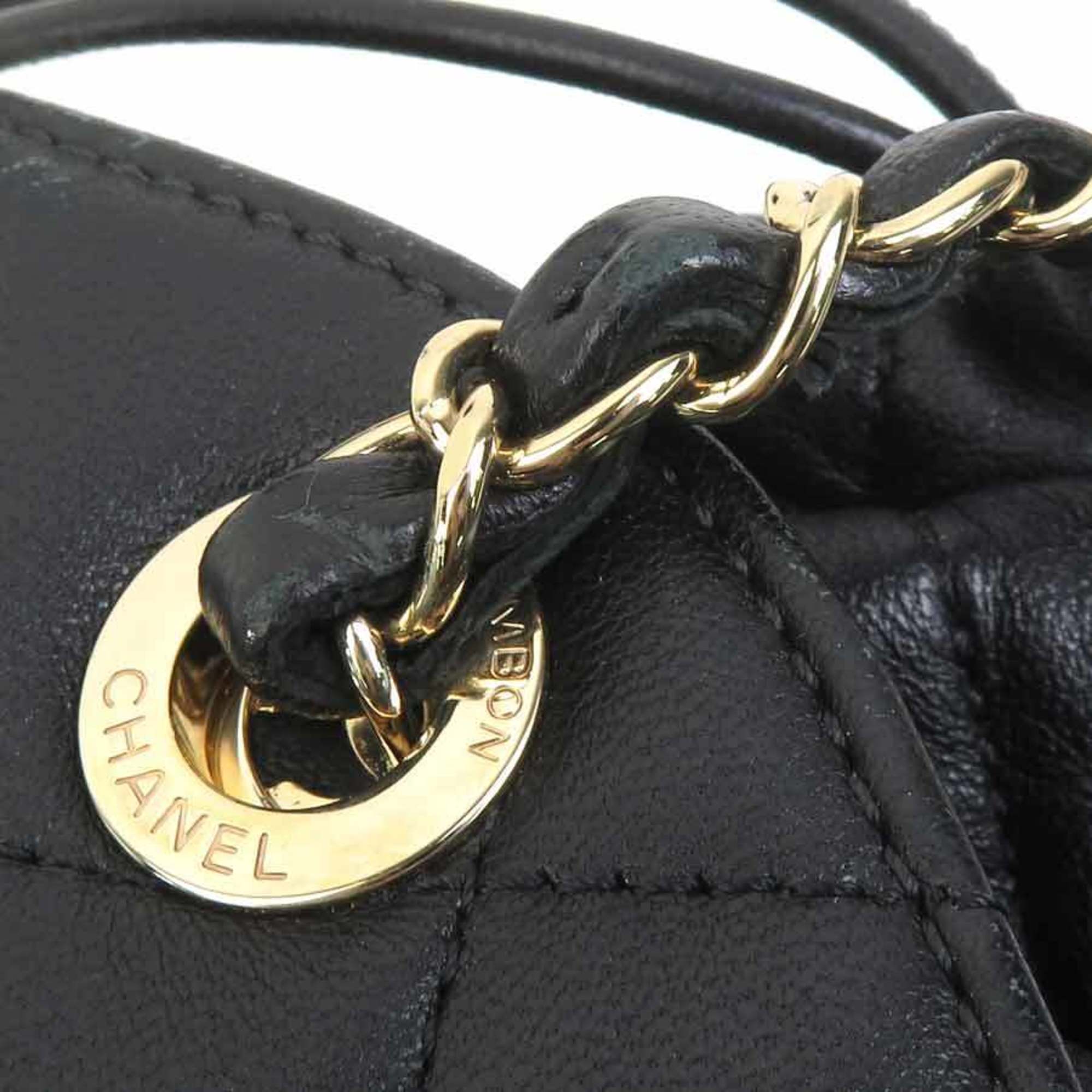 Chanel Black Leather Handbag Shoulder Bag (Pre-Owned)