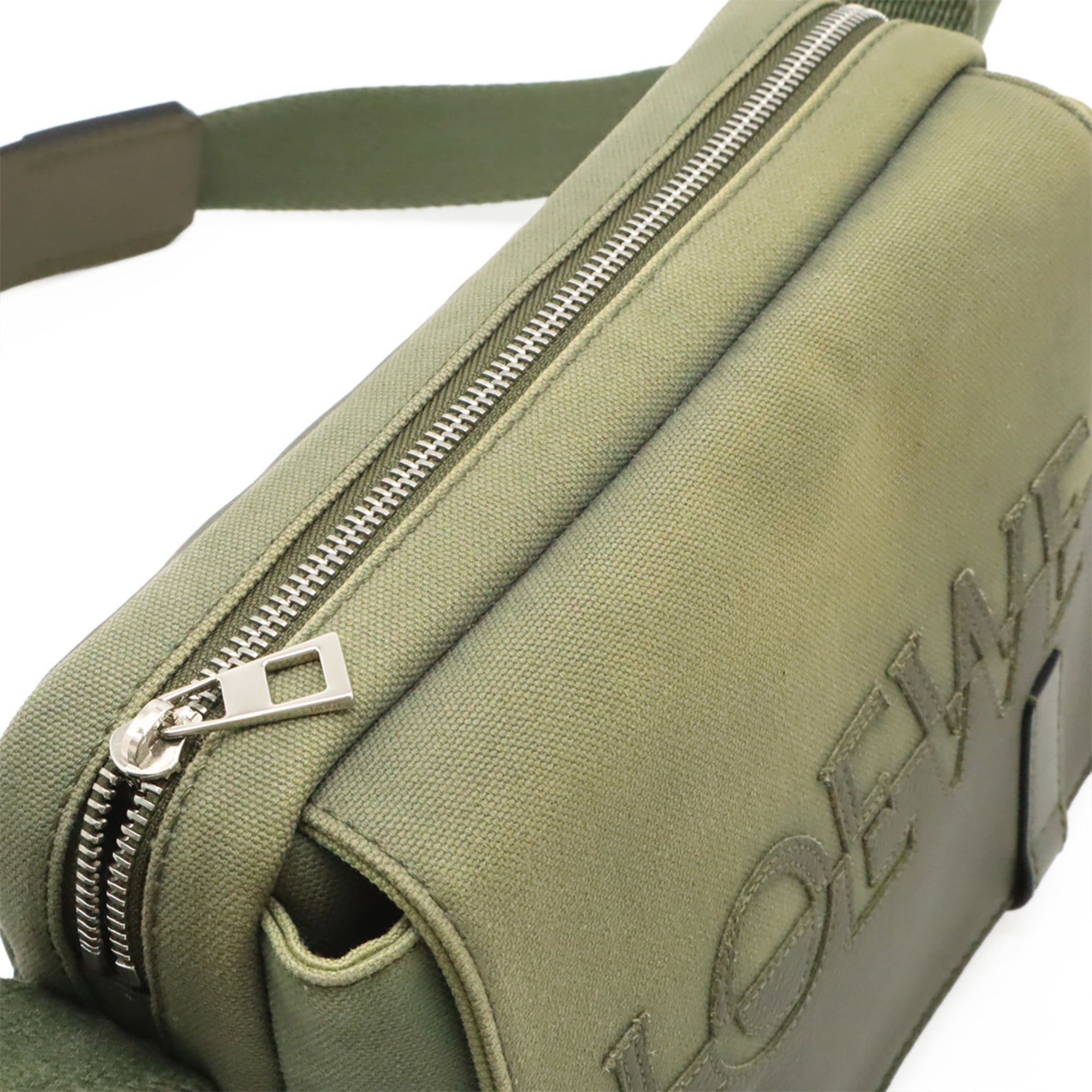 Loewe Green Khaki Canvas Leather Messenger Bag Shoulder Bag (Pre-Owned)