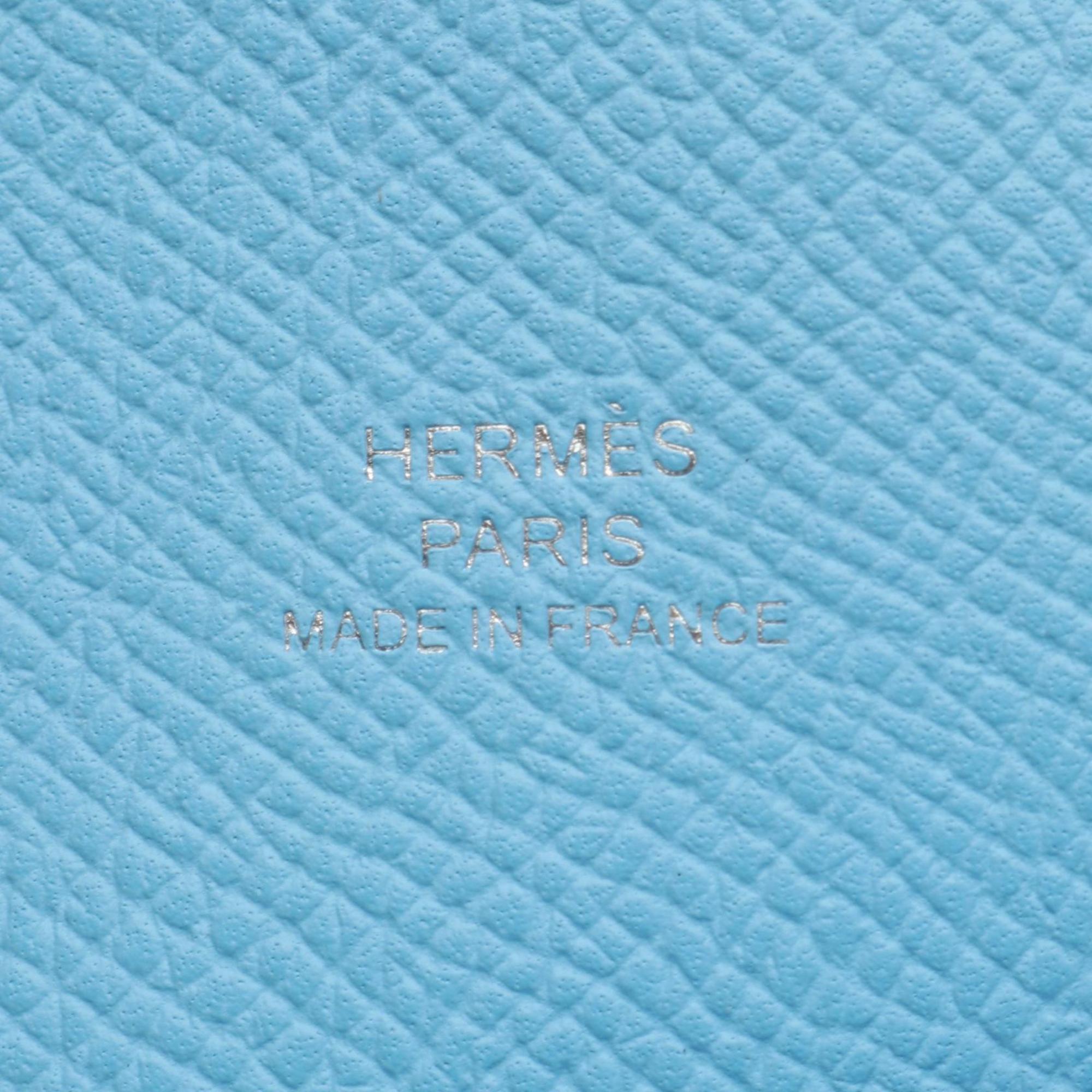 Hermes Blue Celeste Epsom Leather Leather Handbag Shoulder Bag (Pre-Owned)