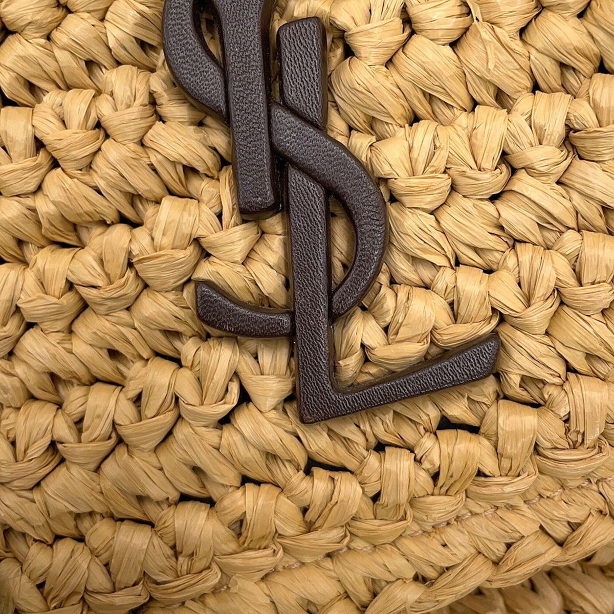 Yves Saint Laurent Beige Brown Raffia Leather Handbag Shoulder Bag (Pre-Owned)