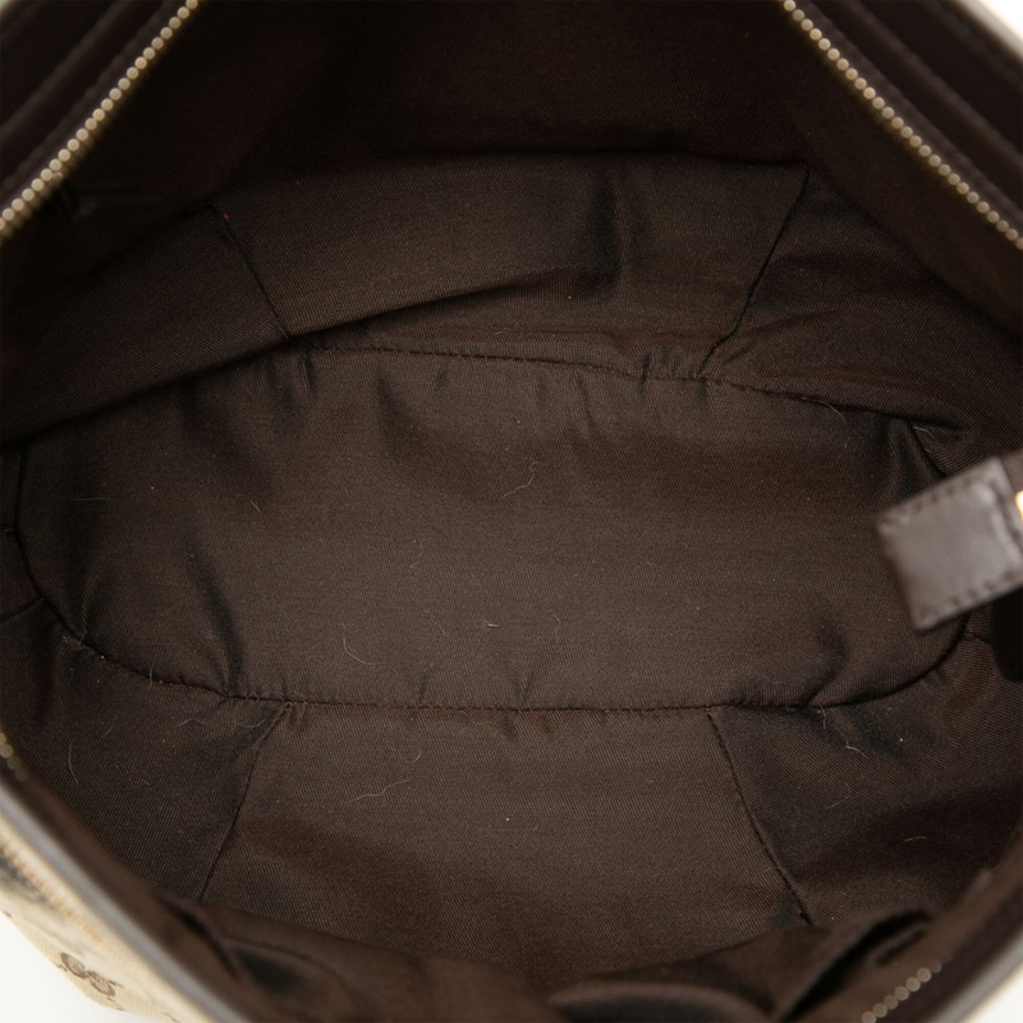 Gucci Beige Brown Canvas Leather Shoulder Bag (Pre-Owned)