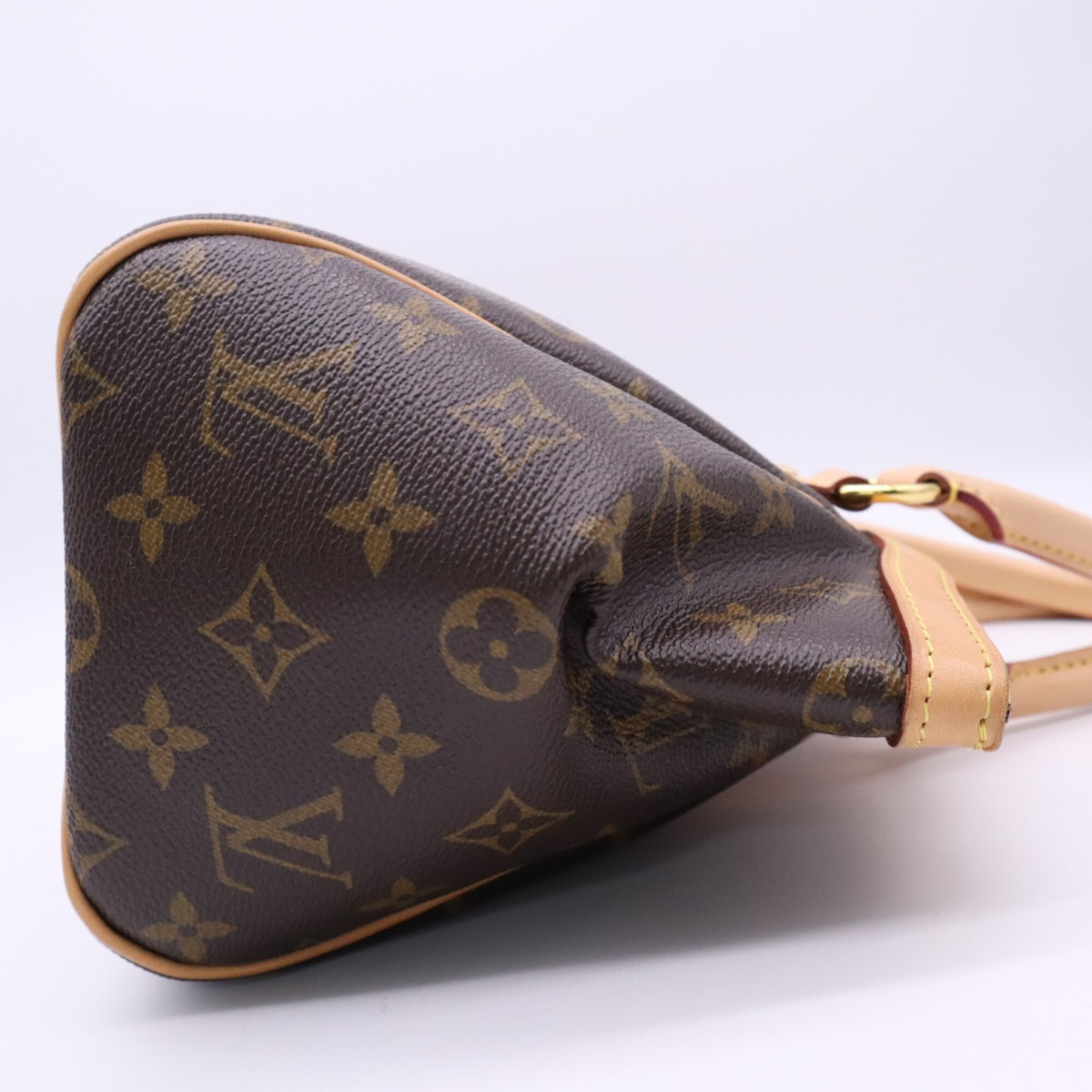 Louis Vuitton Monogram Beige Brown Coated Canvas Leather Handbag (Pre-Owned)