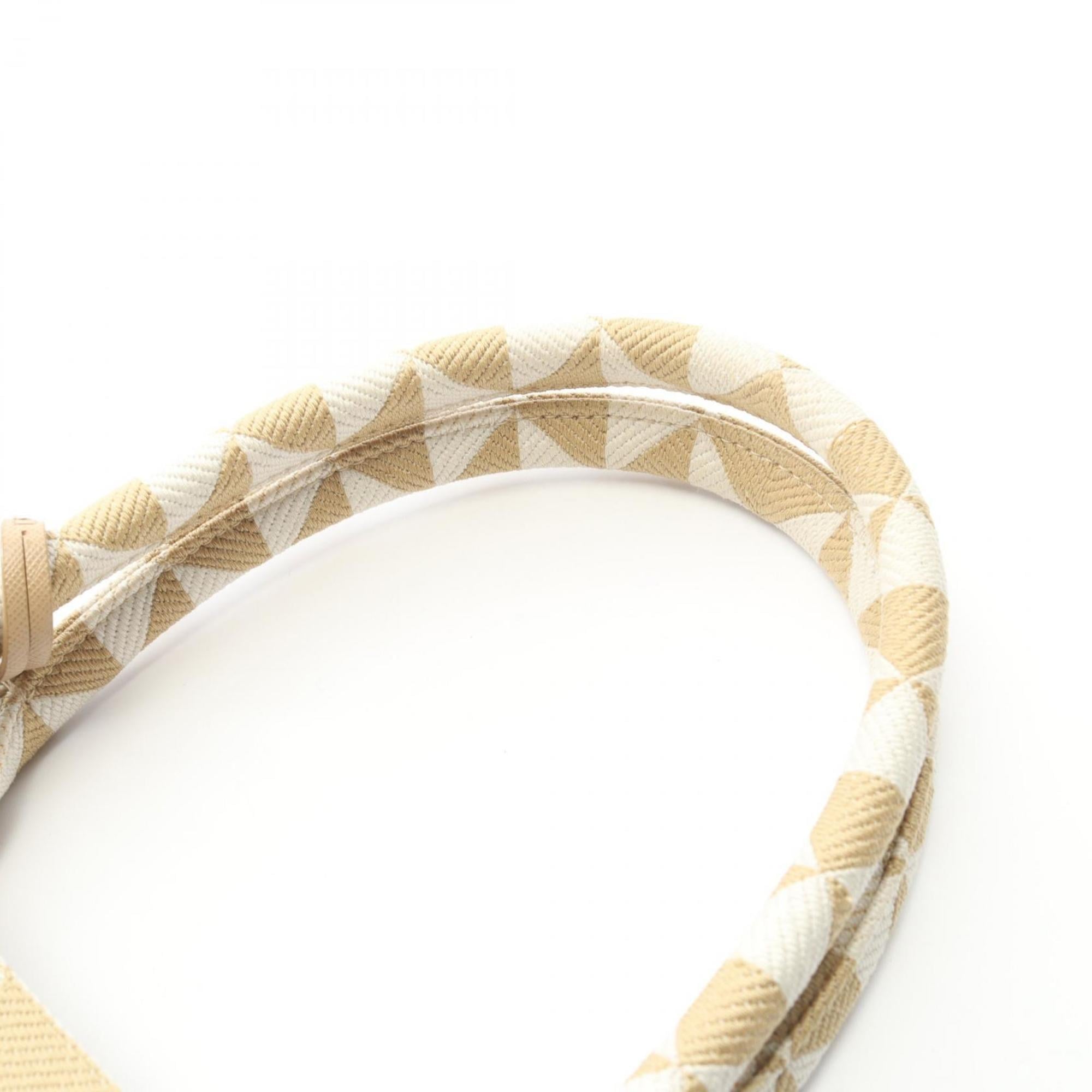 Prada Beige White Canvas Tote Bag (Pre-Owned)