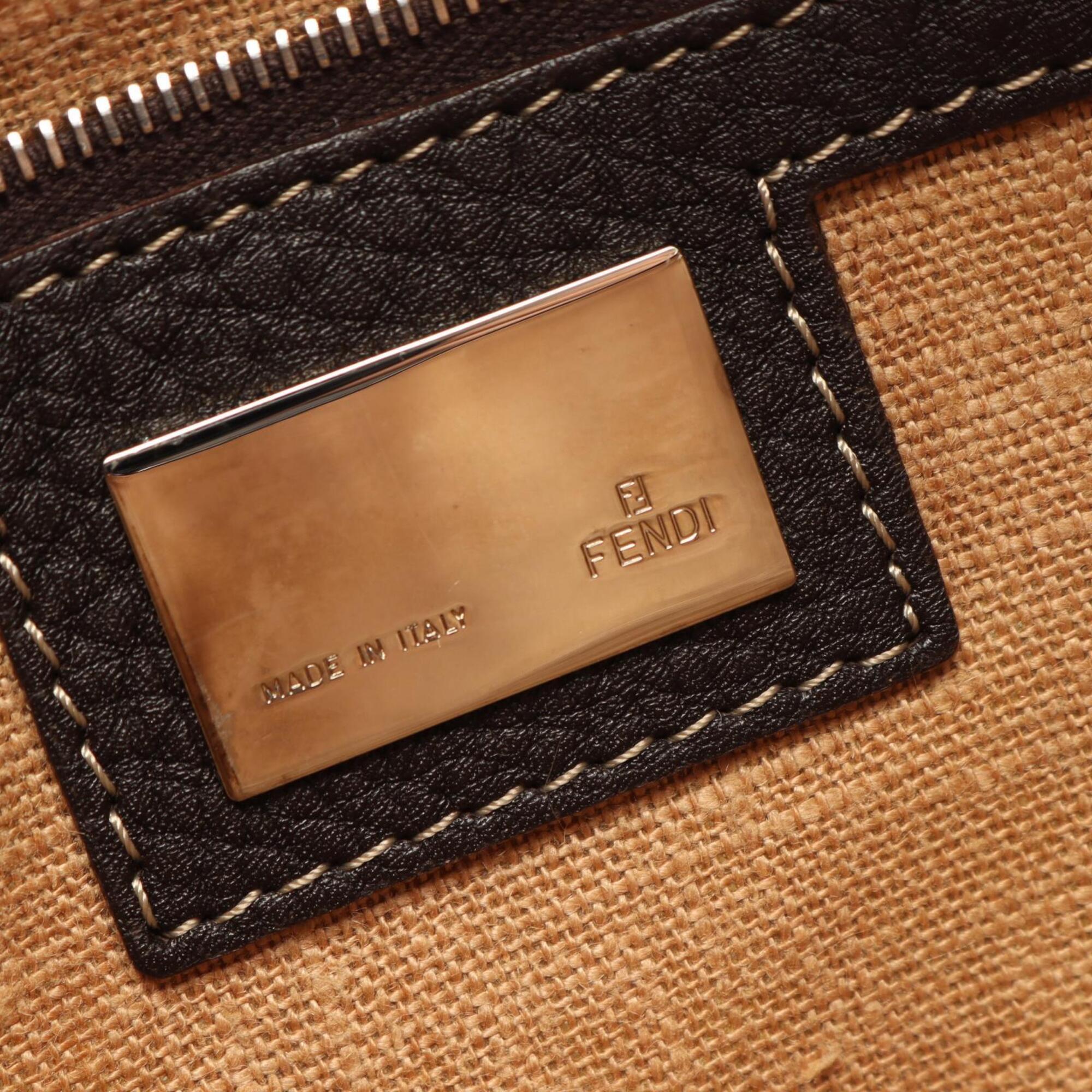 Fendi Brown Canvas Leather Handbag Shoulder Bag (Pre-Owned)
