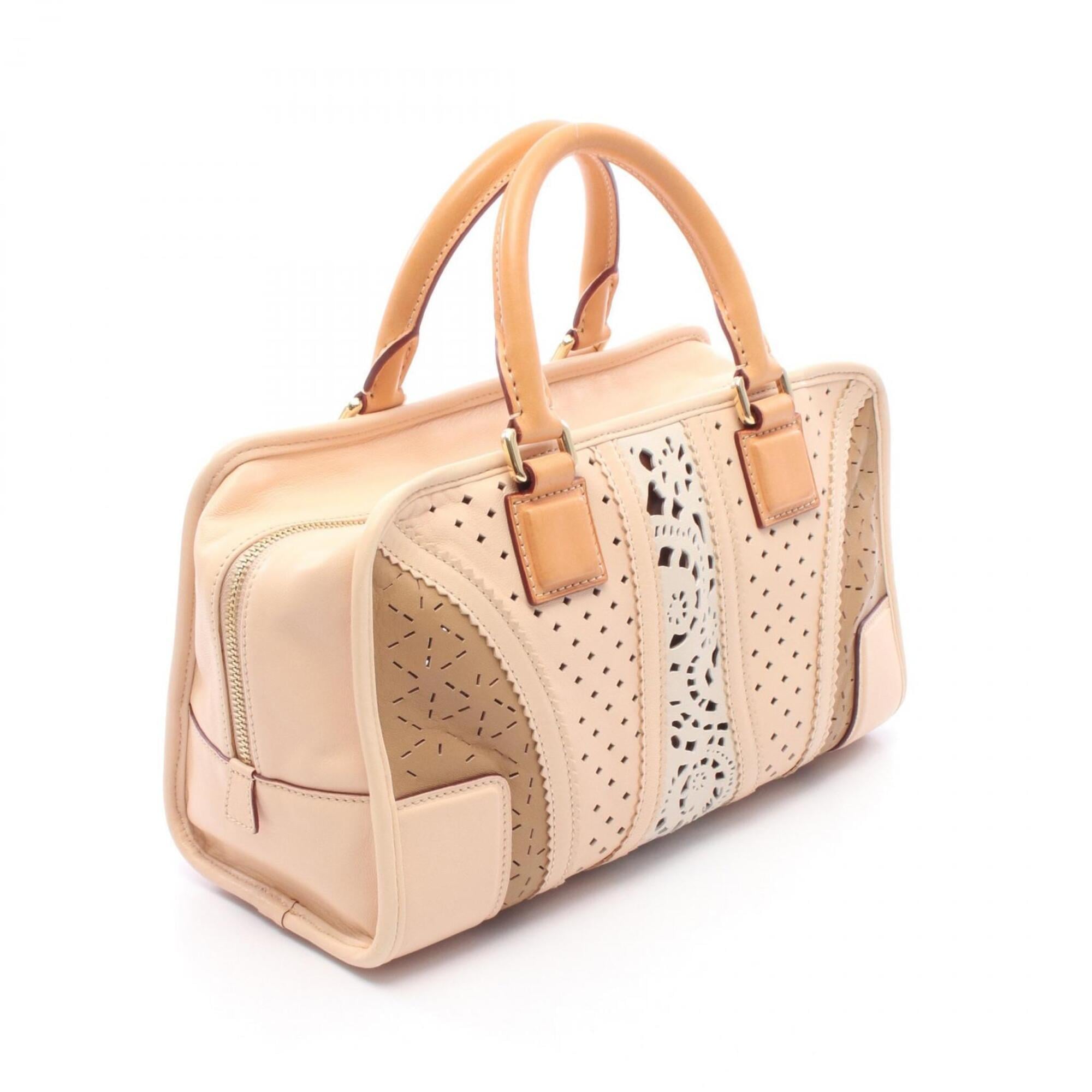 Loewe Amazona Beige Gray Multi-Color Leather Handbag (Pre-Owned)