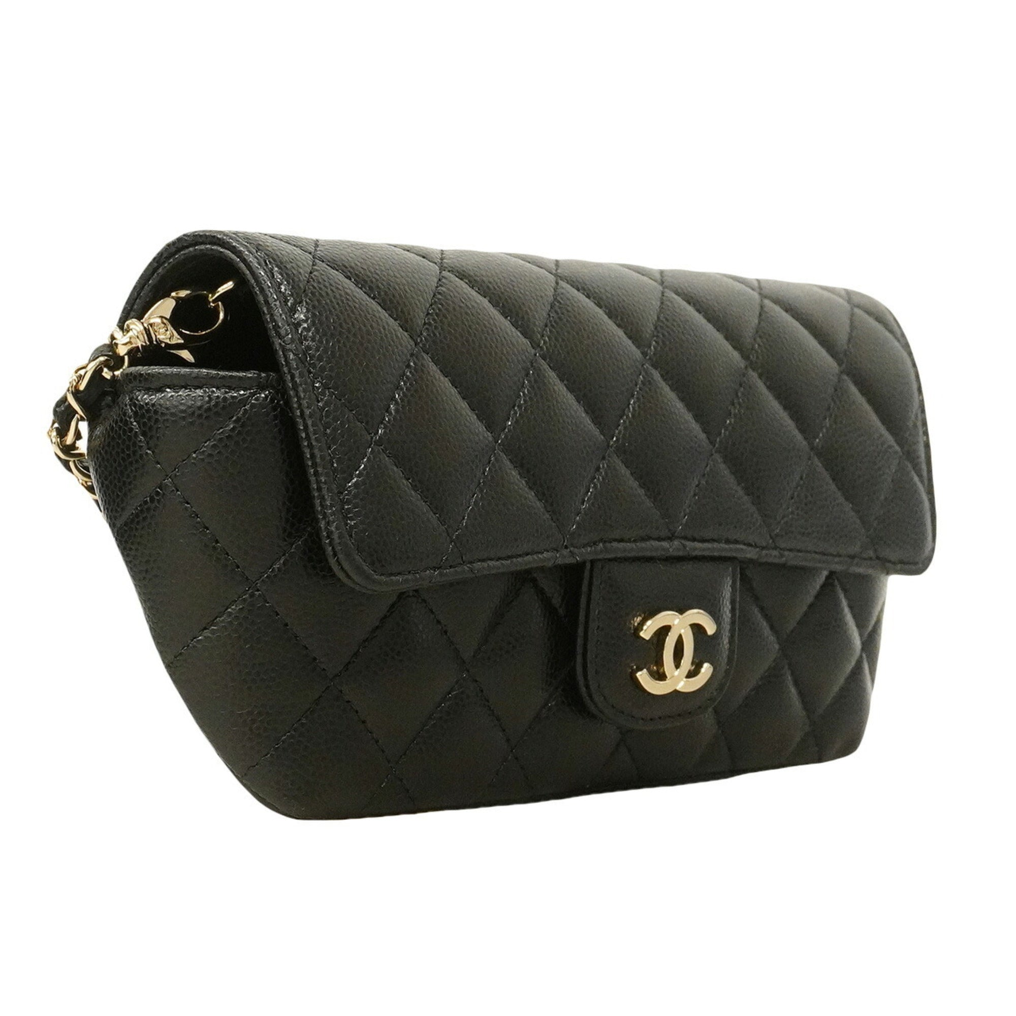 Chanel Black Grained Calfskin Shoulder Bag (Pre-Owned)