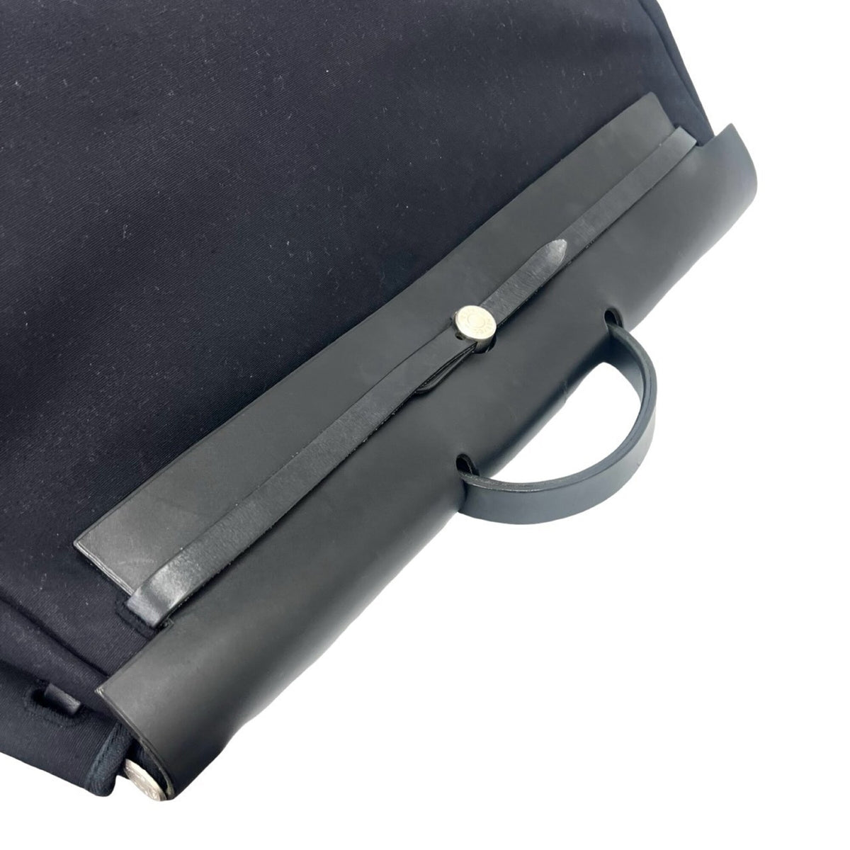 Hermes Black Toile Officier Leather Boston Bag (Pre-Owned)