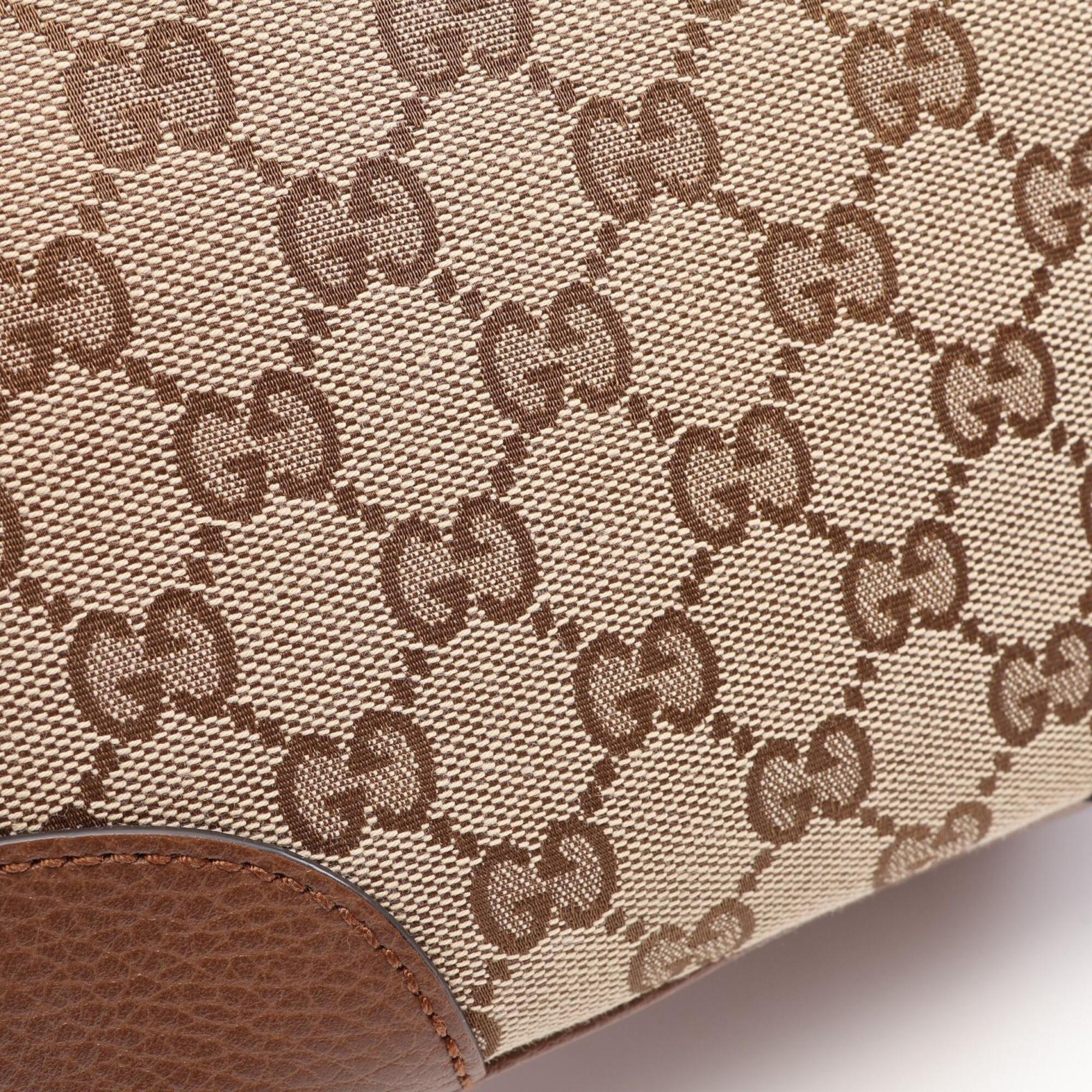 Gucci Beige Brown Gg Canvas Leather Handbag Shoulder Bag (Pre-Owned)