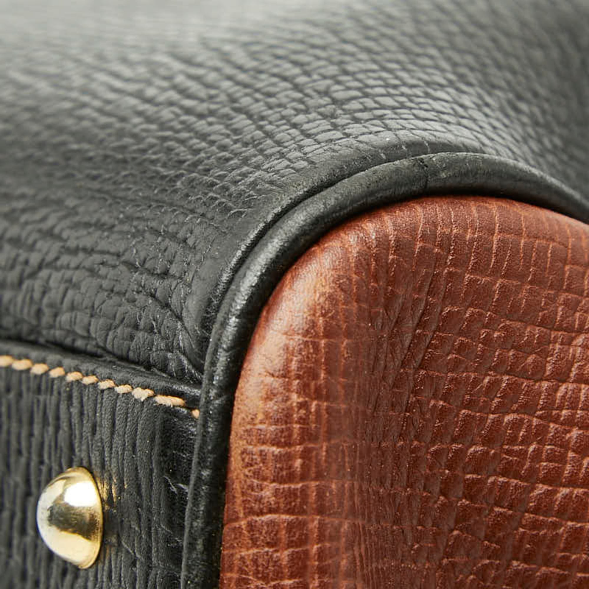 Loewe Black Brown Leather Handbag Tote Bag (Pre-Owned)
