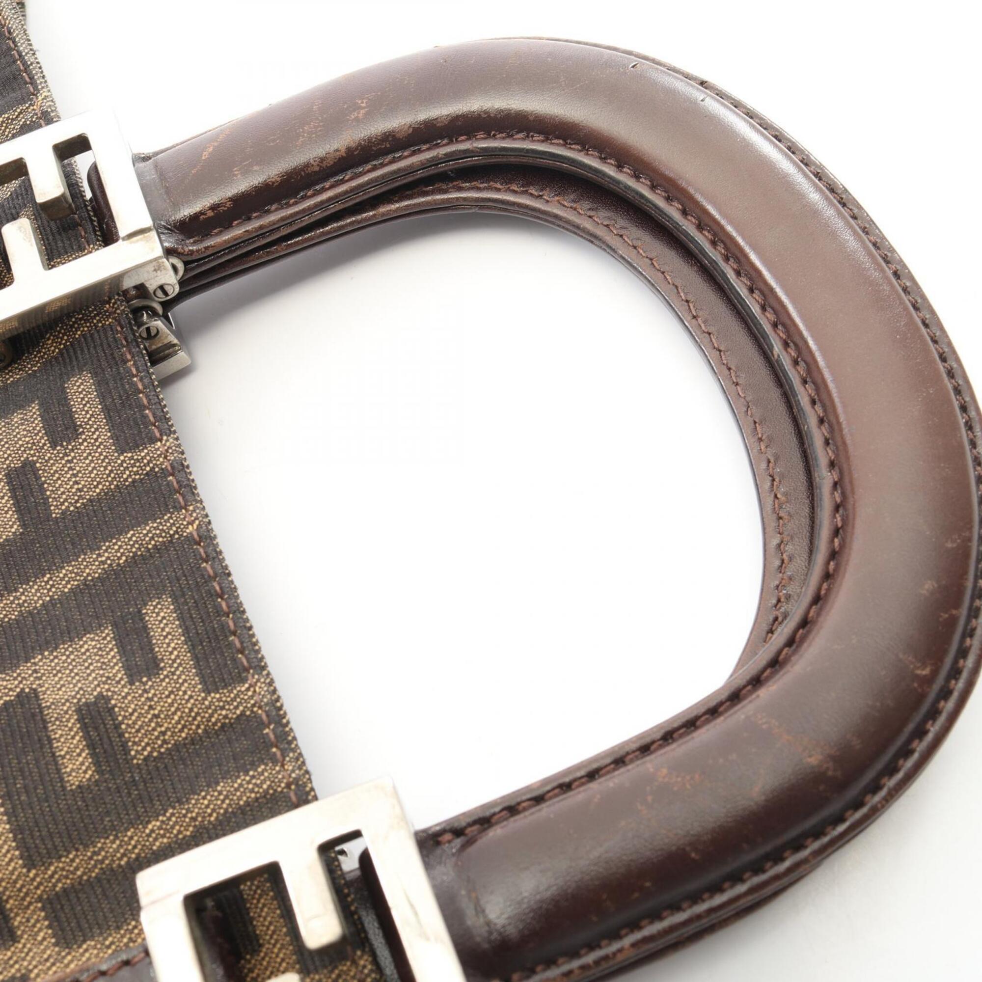 Fendi Zucca Brown Canvas Leather Handbag Tote Bag (Pre-Owned)