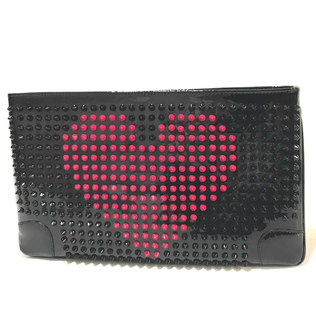 Christian Louboutin Black Patent Leather Clutch Bag Shoulder Bag (Pre-Owned)