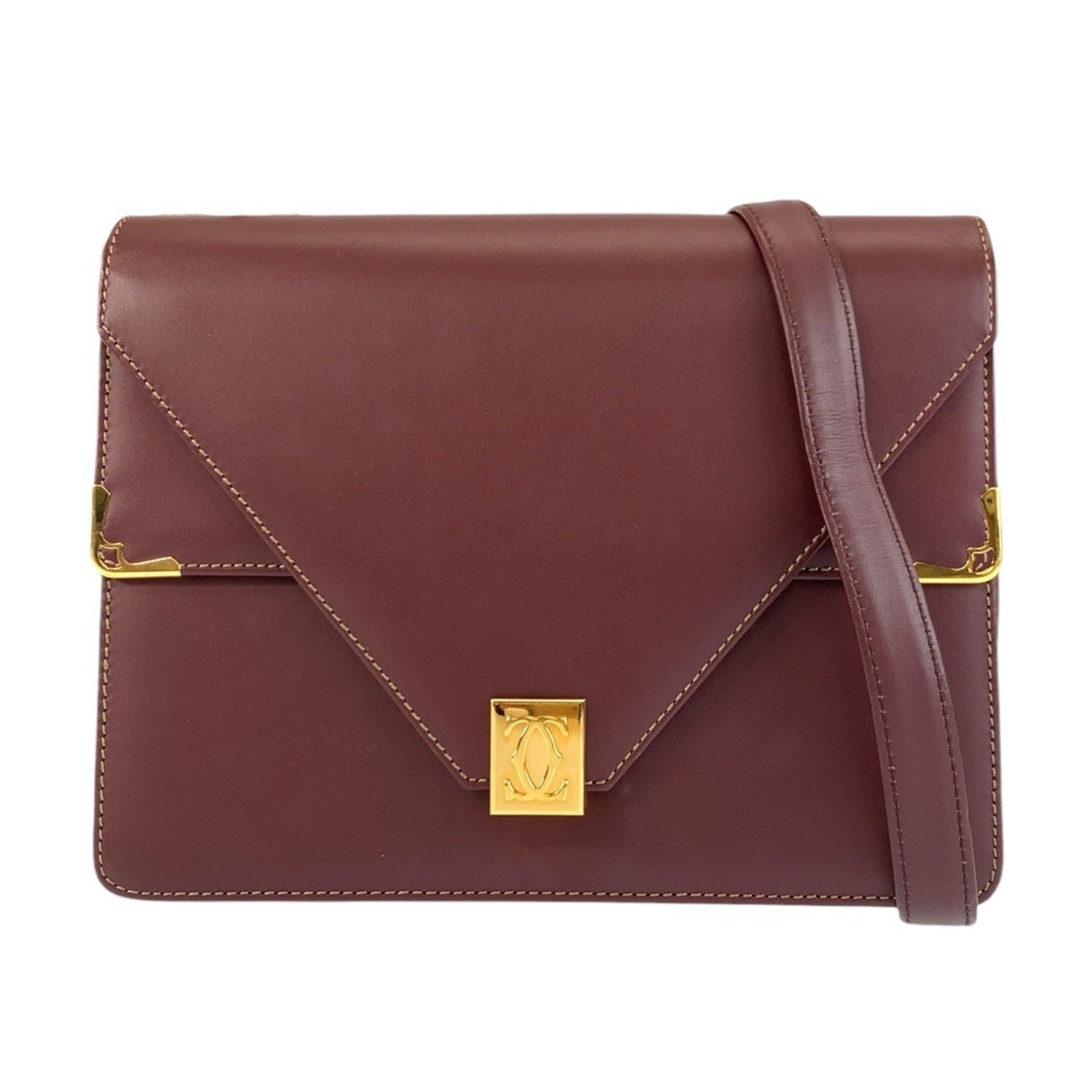 Cartier Bordeaux Leather Pochette Shoulder Bag (Pre-Owned)