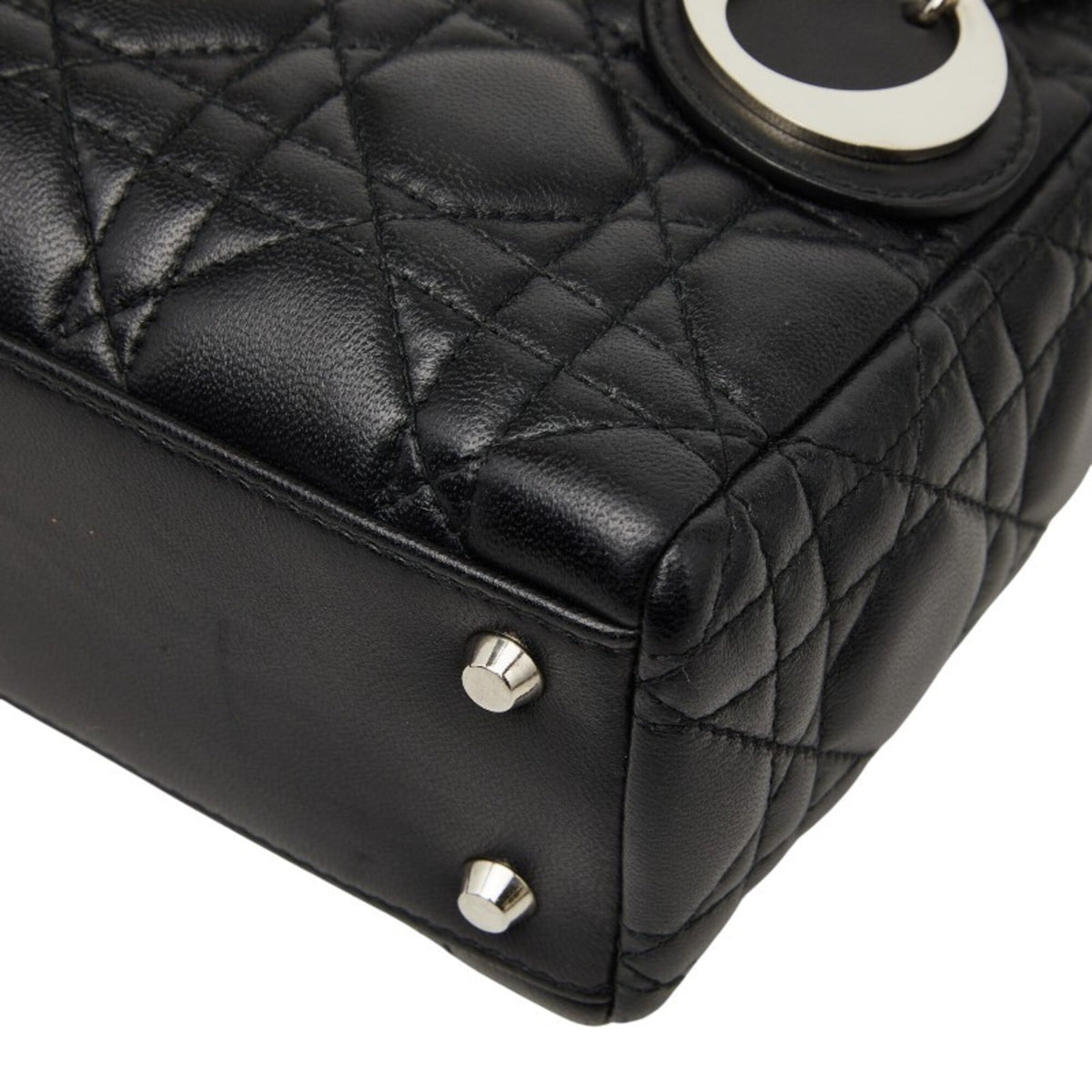 Christian Dior Black Leather Handbag Shoulder Bag (Pre-Owned)