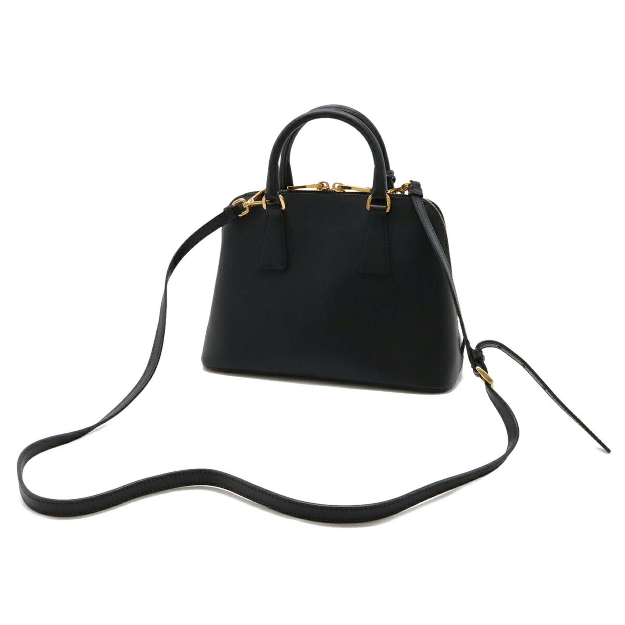 Prada Saffiano Black Nero Leather Handbag Shoulder Bag (Pre-Owned)
