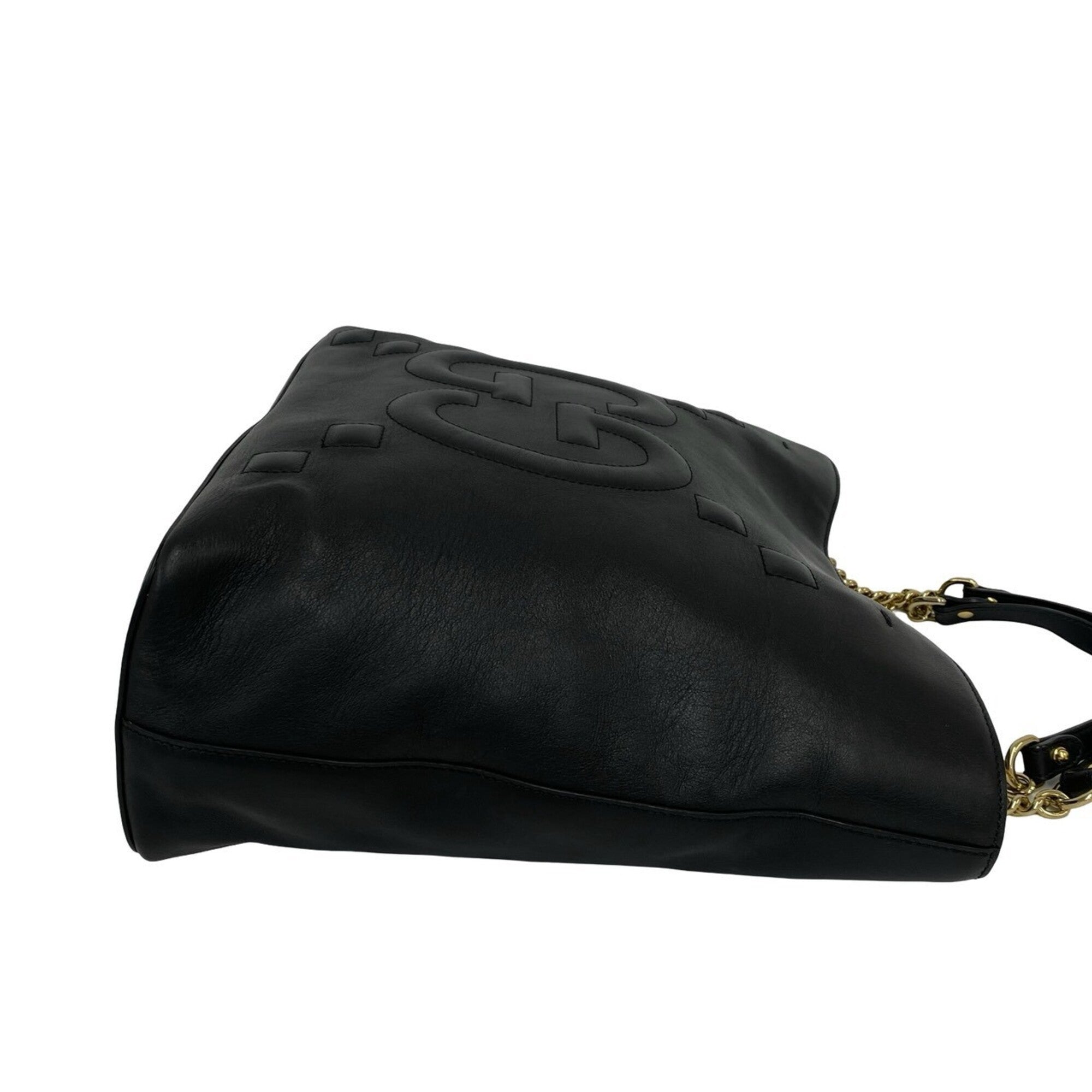 Gucci Black Leather Shoulder Bag Tote Bag (Pre-Owned)