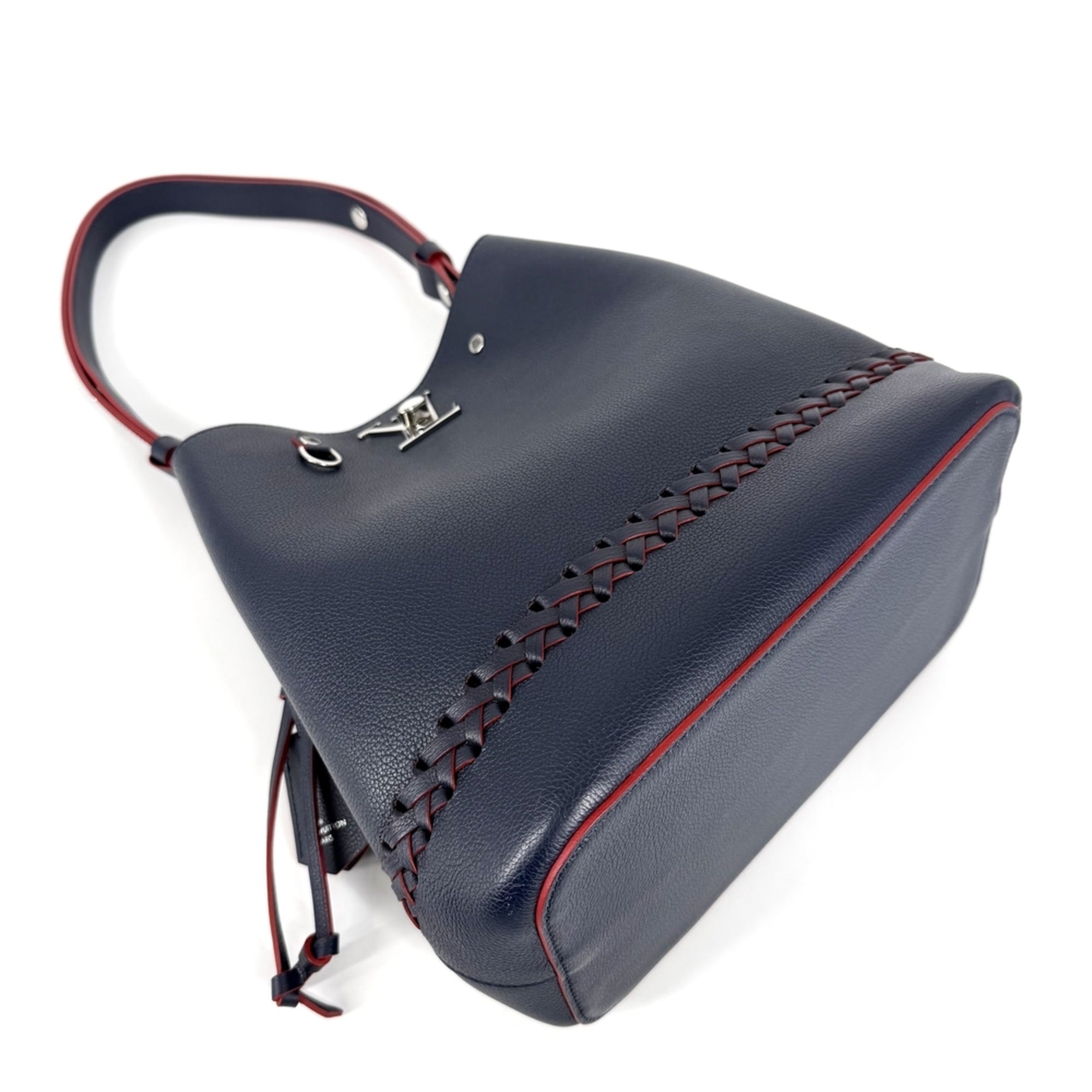 Louis Vuitton Navy Red Color Leather Shoulder Bag (Pre-Owned)