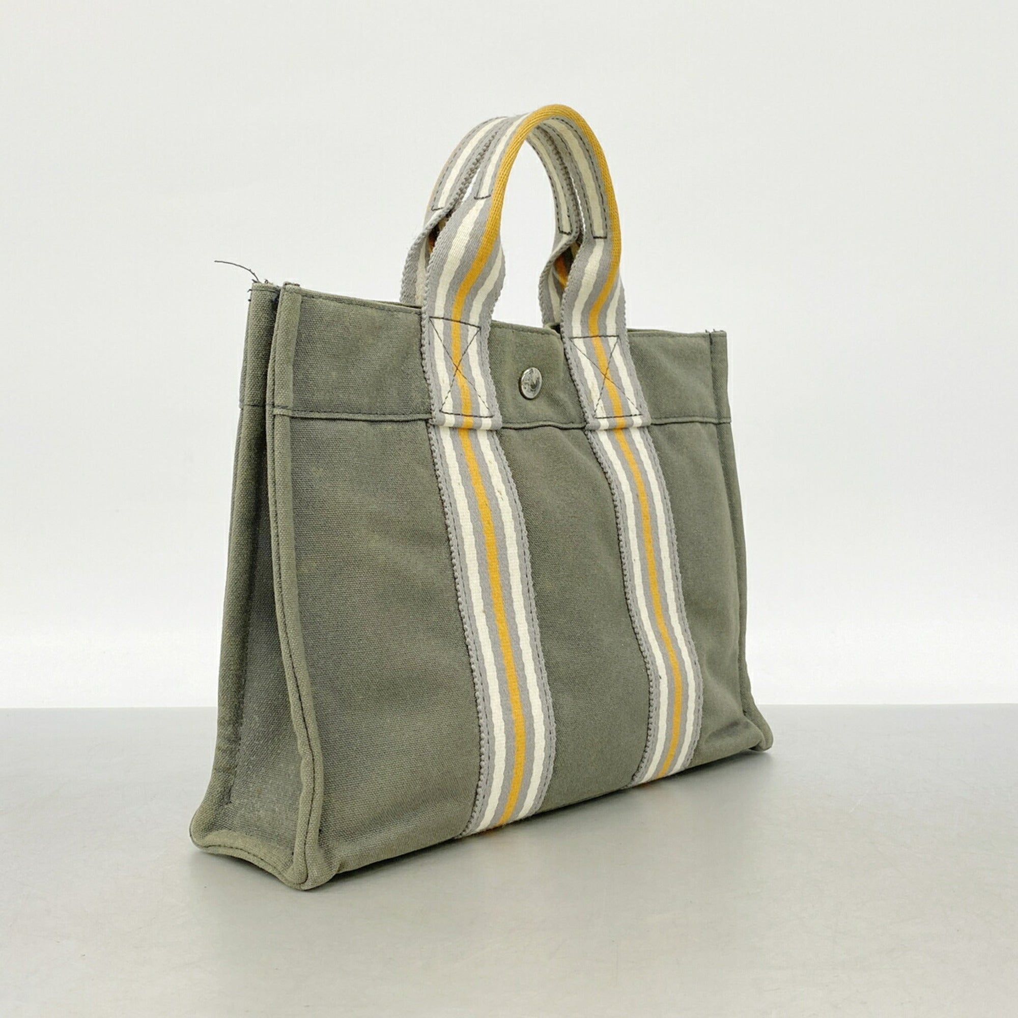 Hermes Gray Canvas Tote Bag (Pre-Owned)