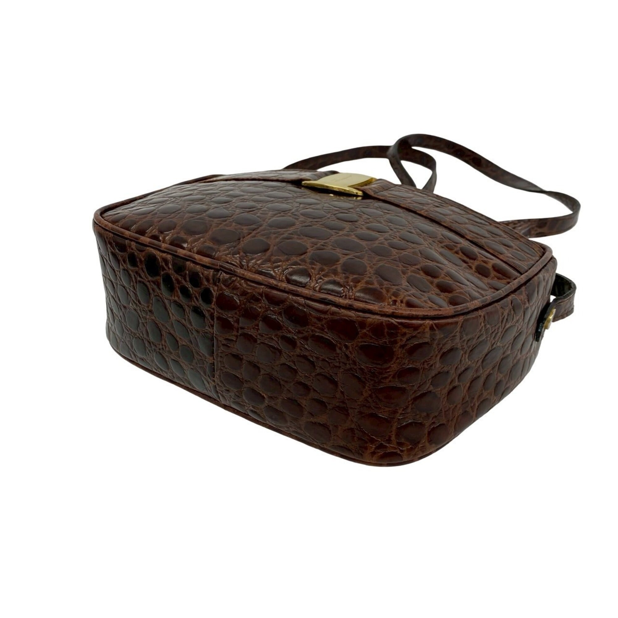 Salvatore Ferragamo Brown Leather Pochette Shoulder Bag (Pre-Owned)