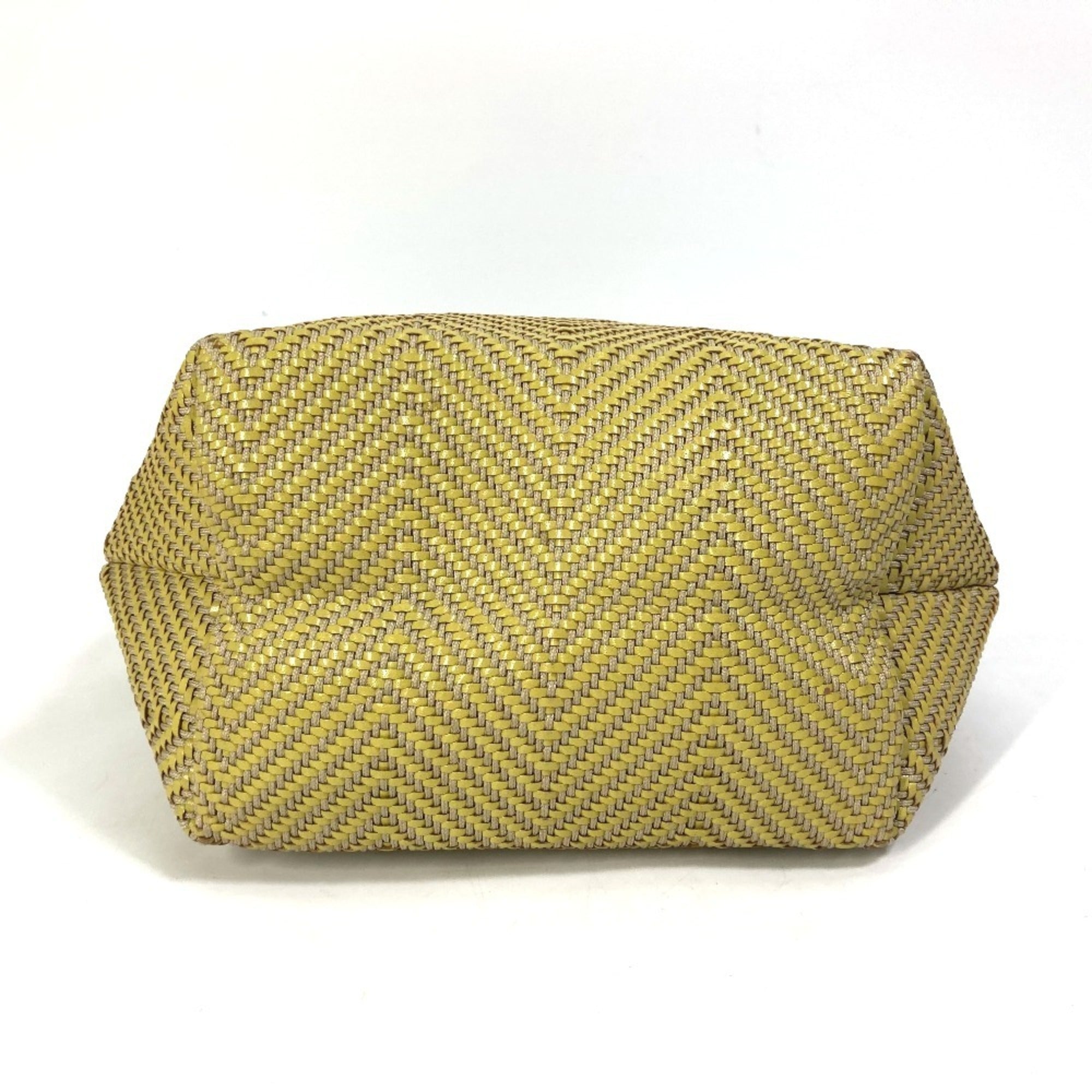 Hermes Yellow Leather Polyester Handbag Tote Bag (Pre-Owned)