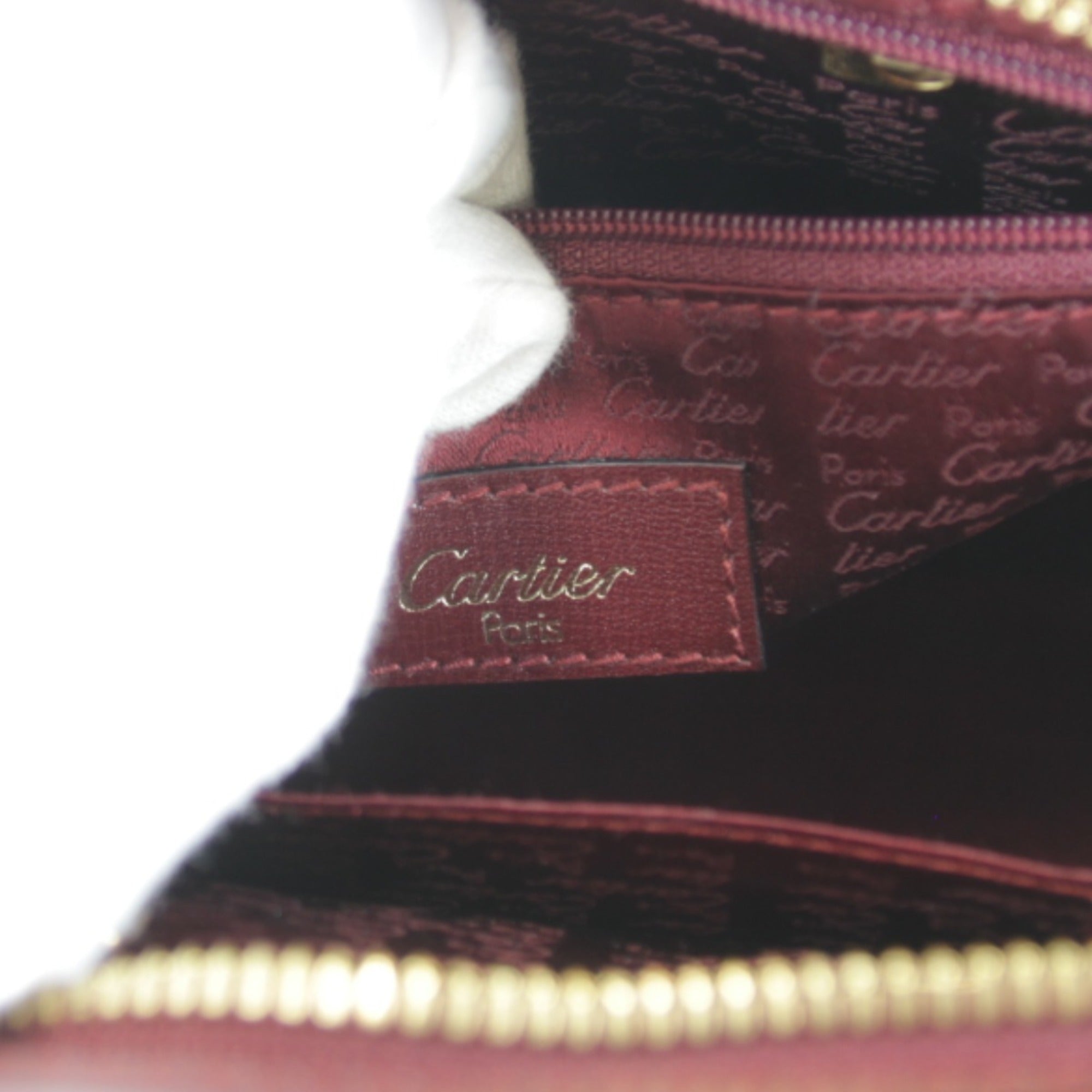 Cartier Must Wine Red Leather Handbag (Pre-Owned)