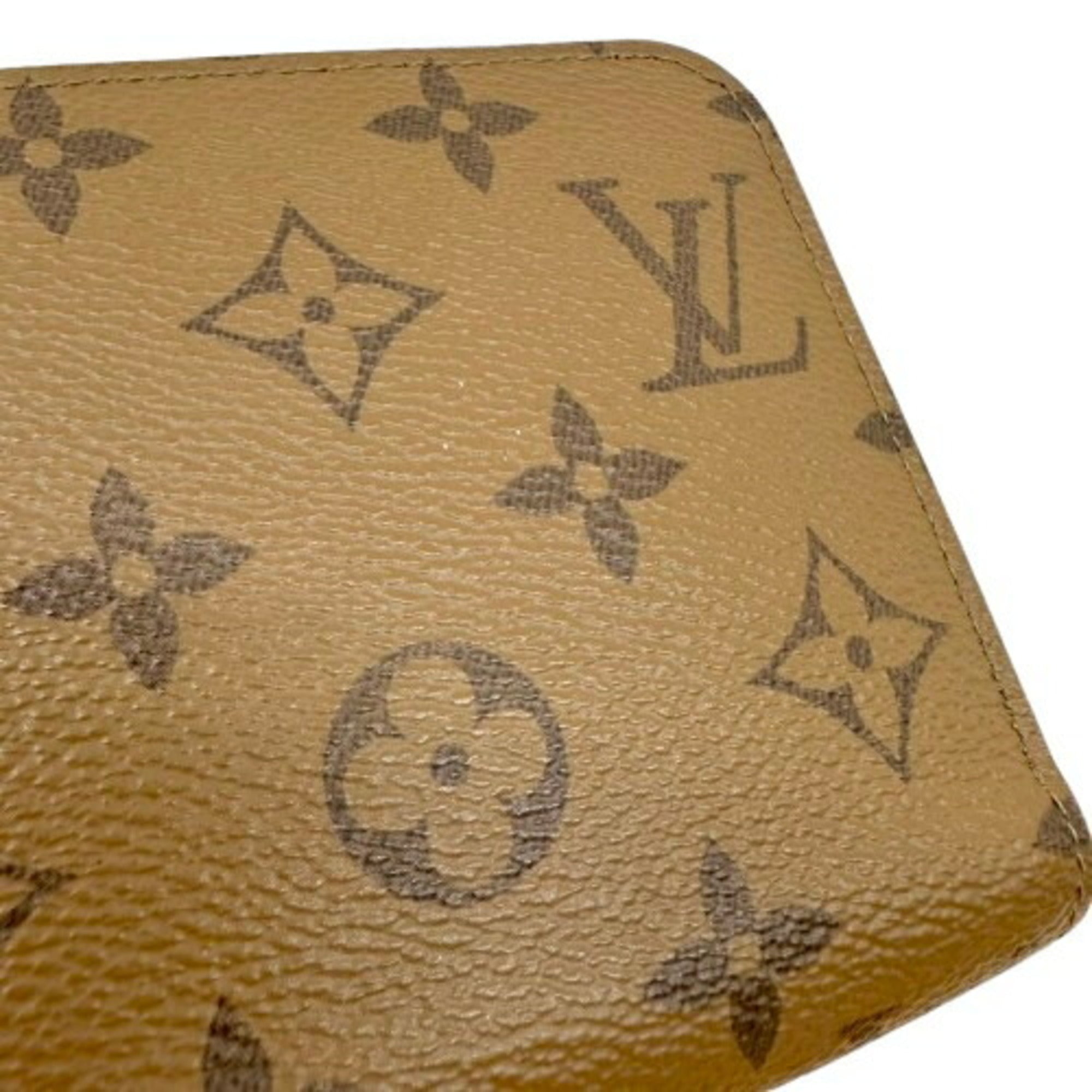 Louis Vuitton Monogram Reverse Brown Leather Long Wallet (Bi-Fold) (Pre-Owned)