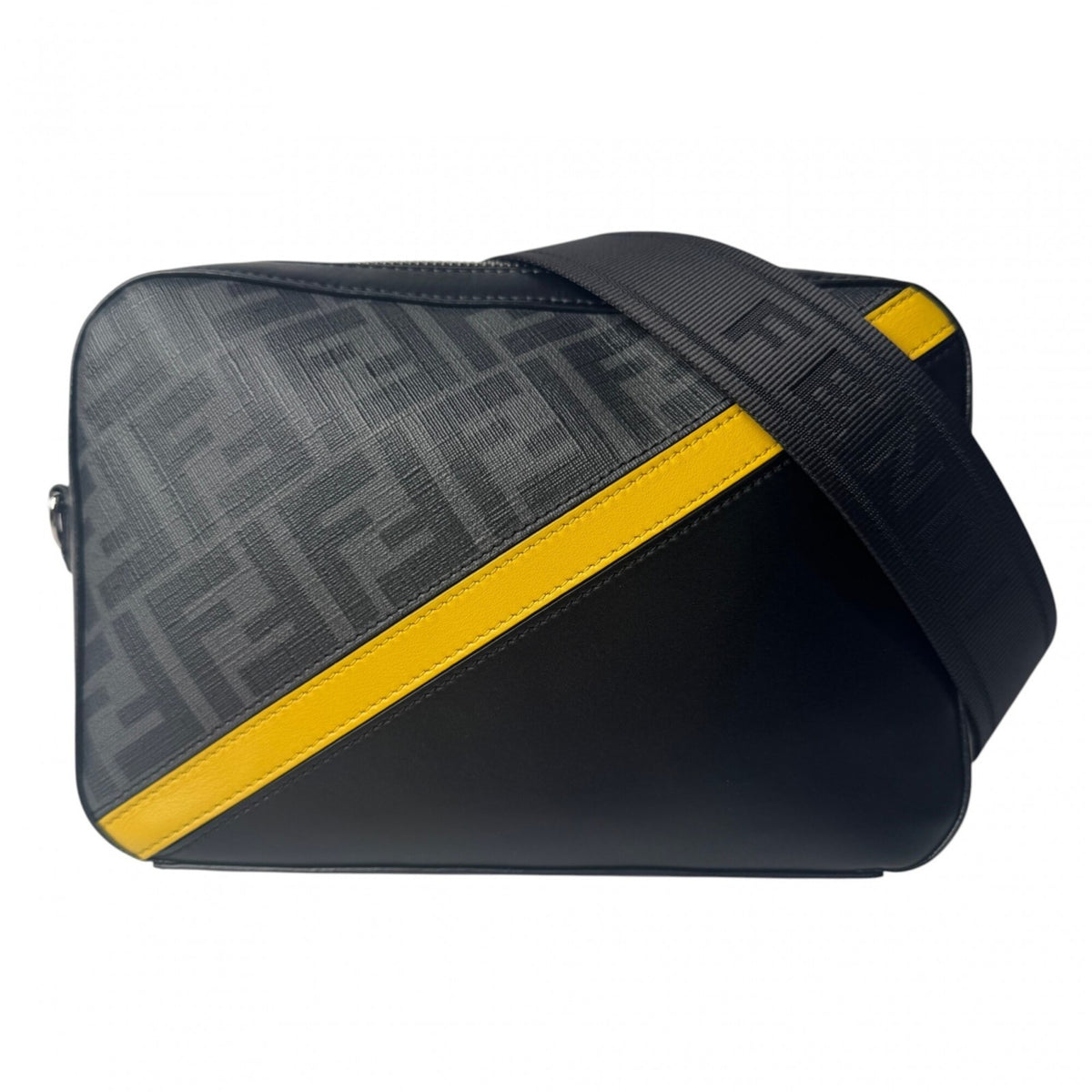 Fendi Black Gray Yellow Leather Pvc Shoulder Bag (Pre-Owned)
