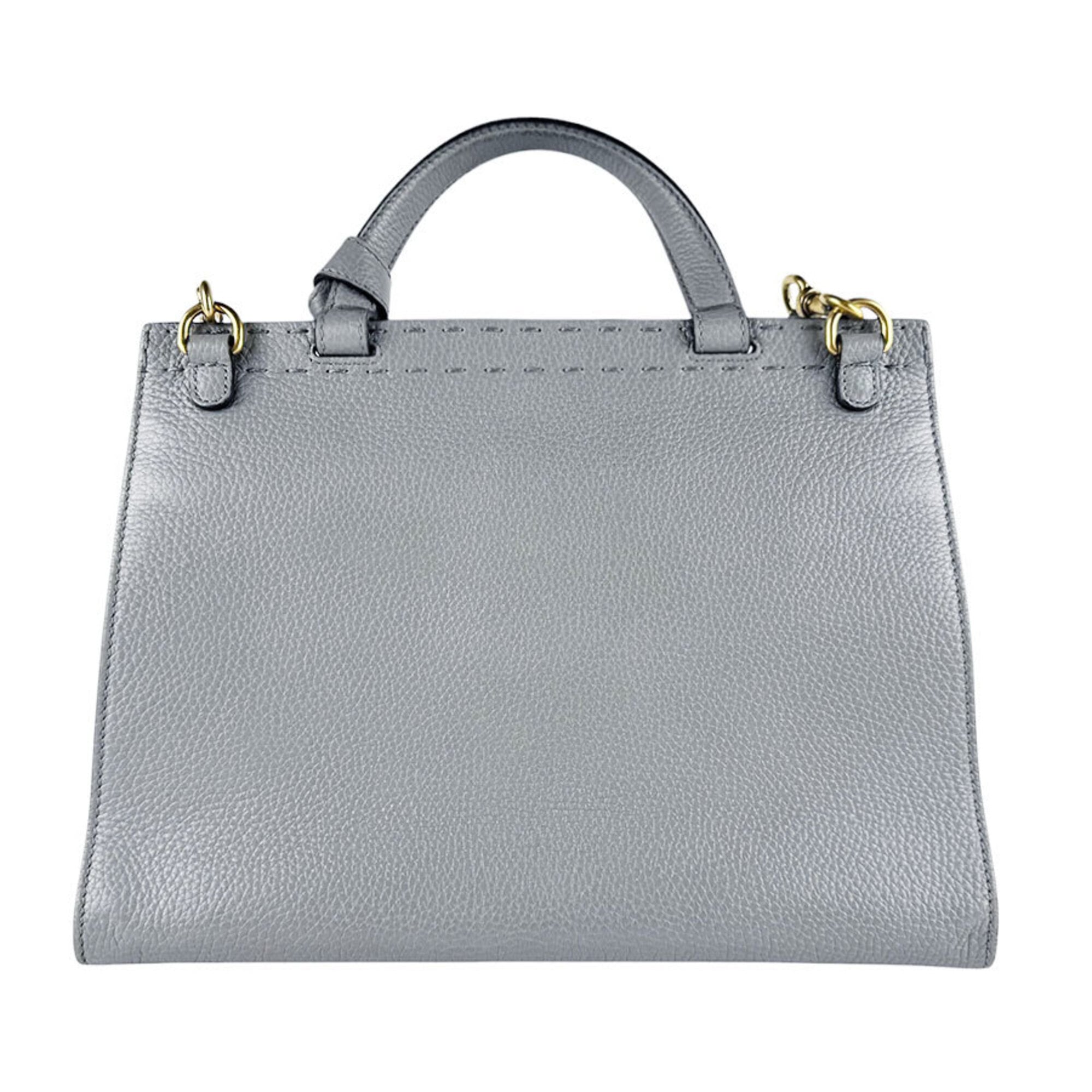 Gucci Gray Leather Handbag Shoulder Bag (Pre-Owned)