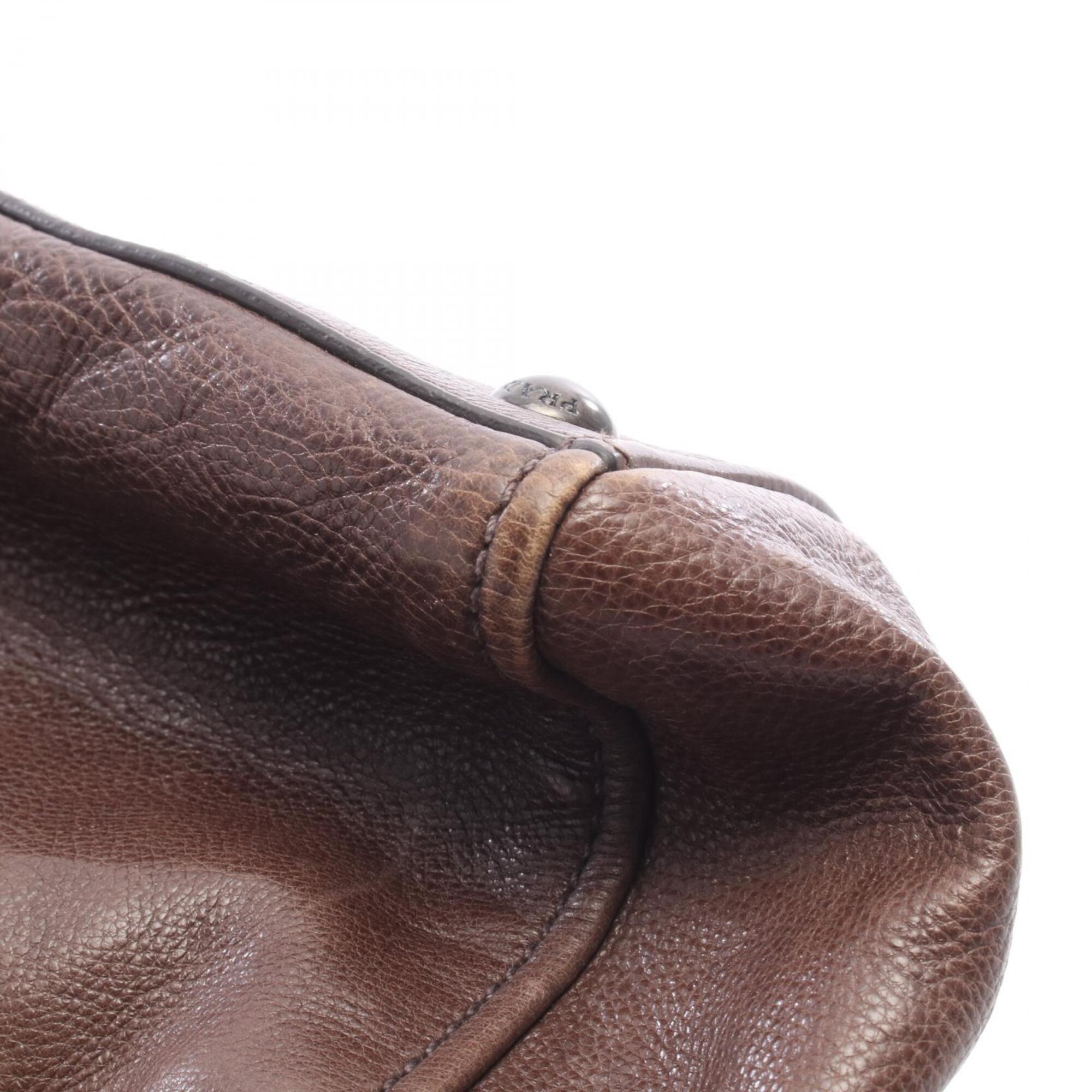 Prada Brown Leather Handbag Tote Bag (Pre-Owned)