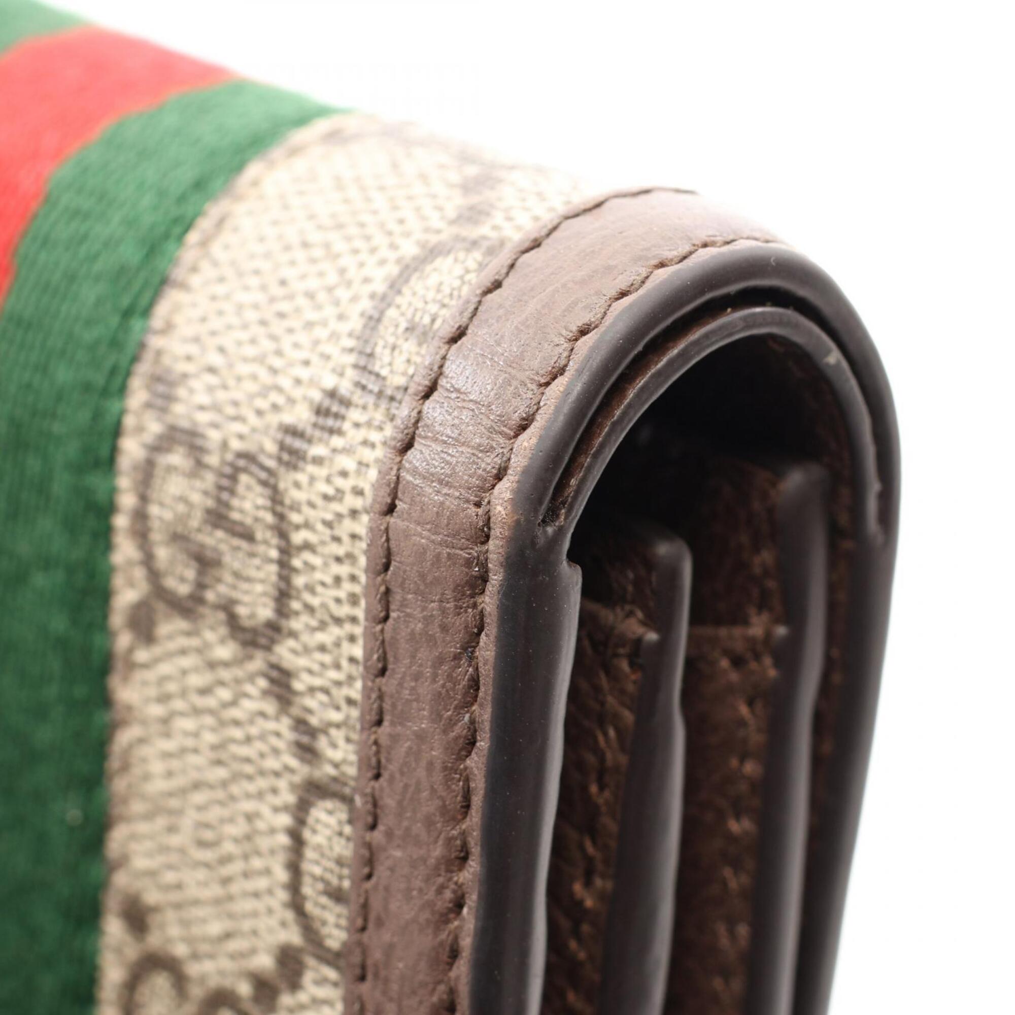 Gucci Beige Brown Green Leather Pvc Wallet (Bi-Fold) (Pre-Owned)
