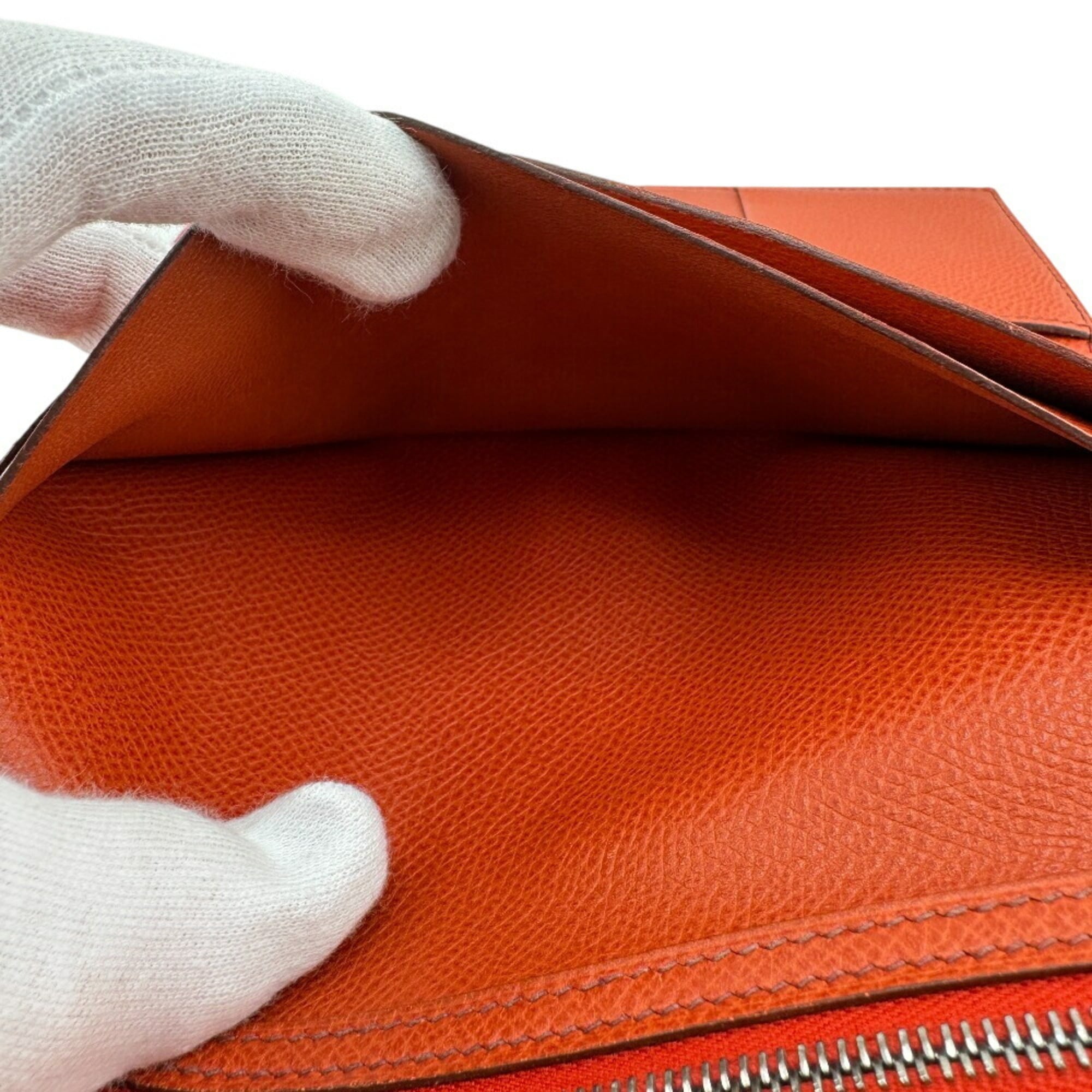 Hermes Orange Epsom Leather Long Wallet (Bi-Fold) (Pre-Owned)