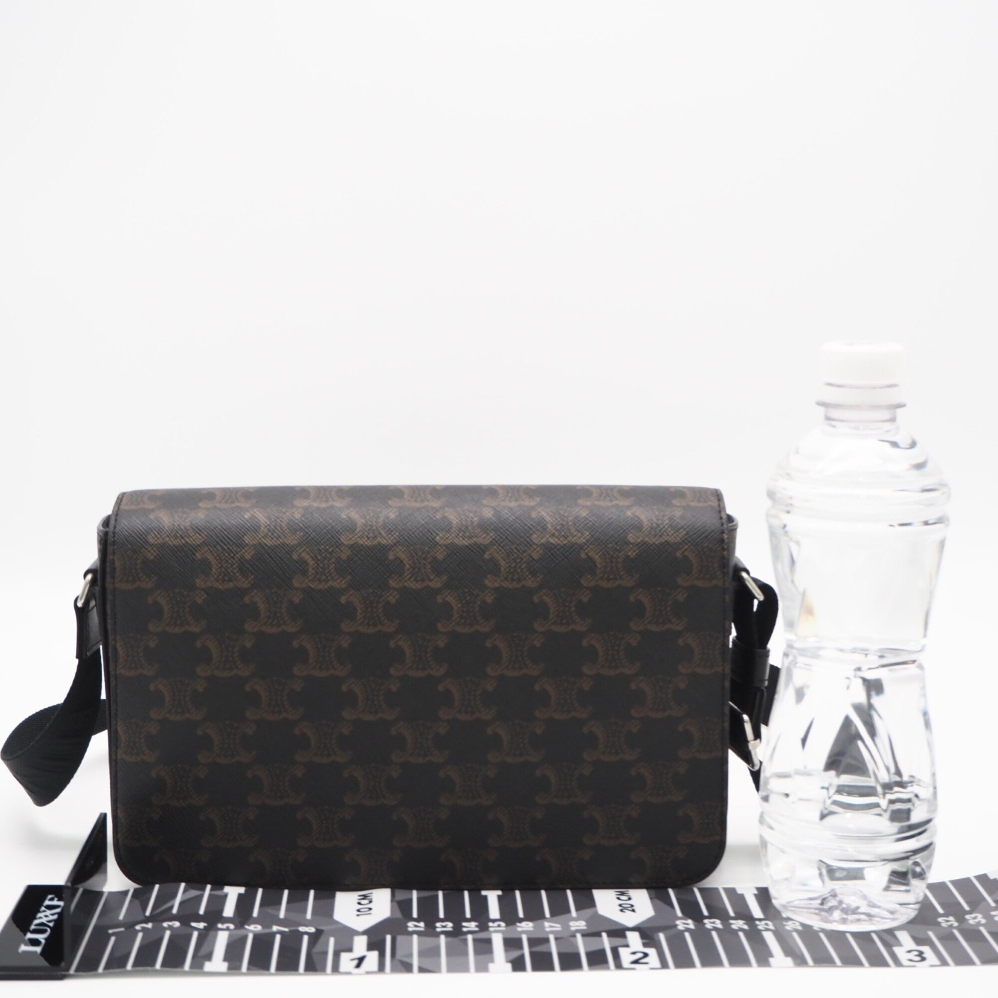 Celine Black Brown Leather Canvas Shoulder Bag (Pre-Owned)