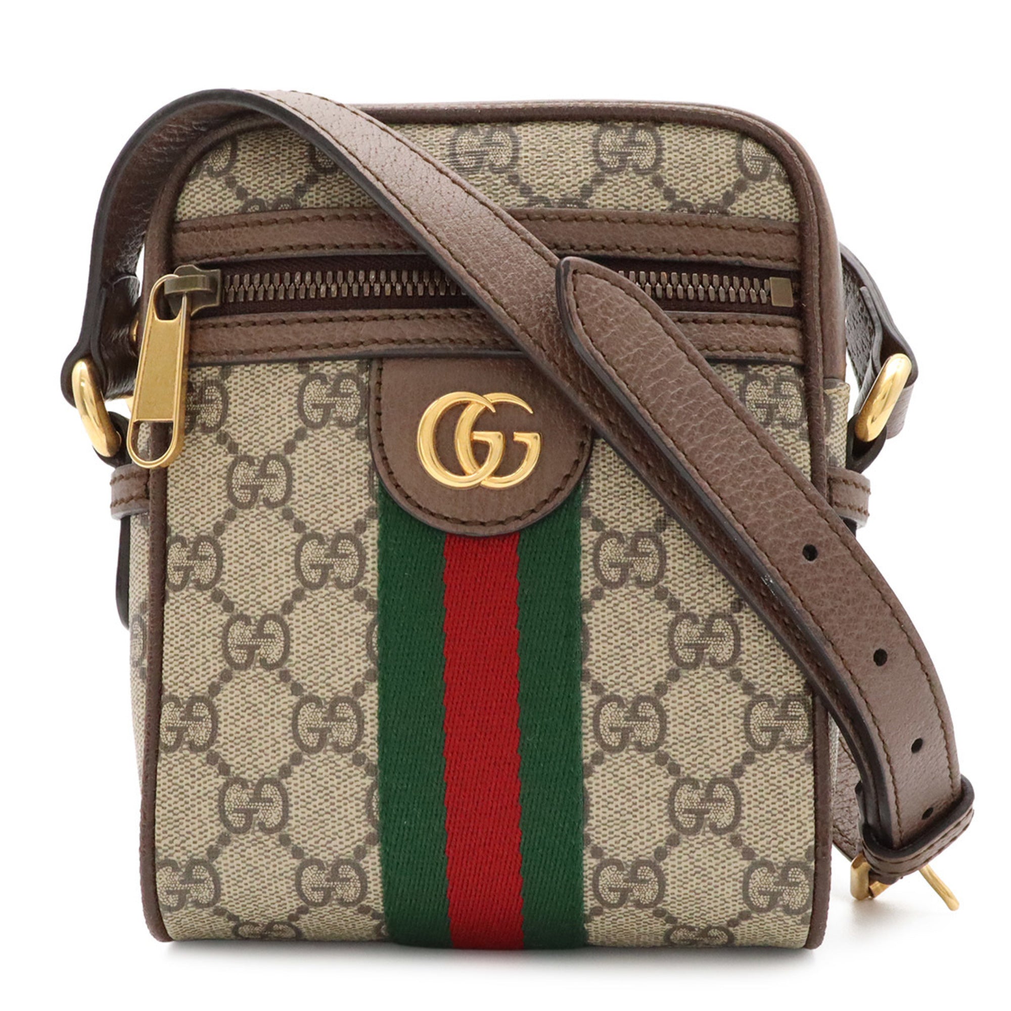 Gucci Beige Brown Green Red Color Yellow Gg Supreme Handbag Pochette Shoulder Bag (Pre-Owned)