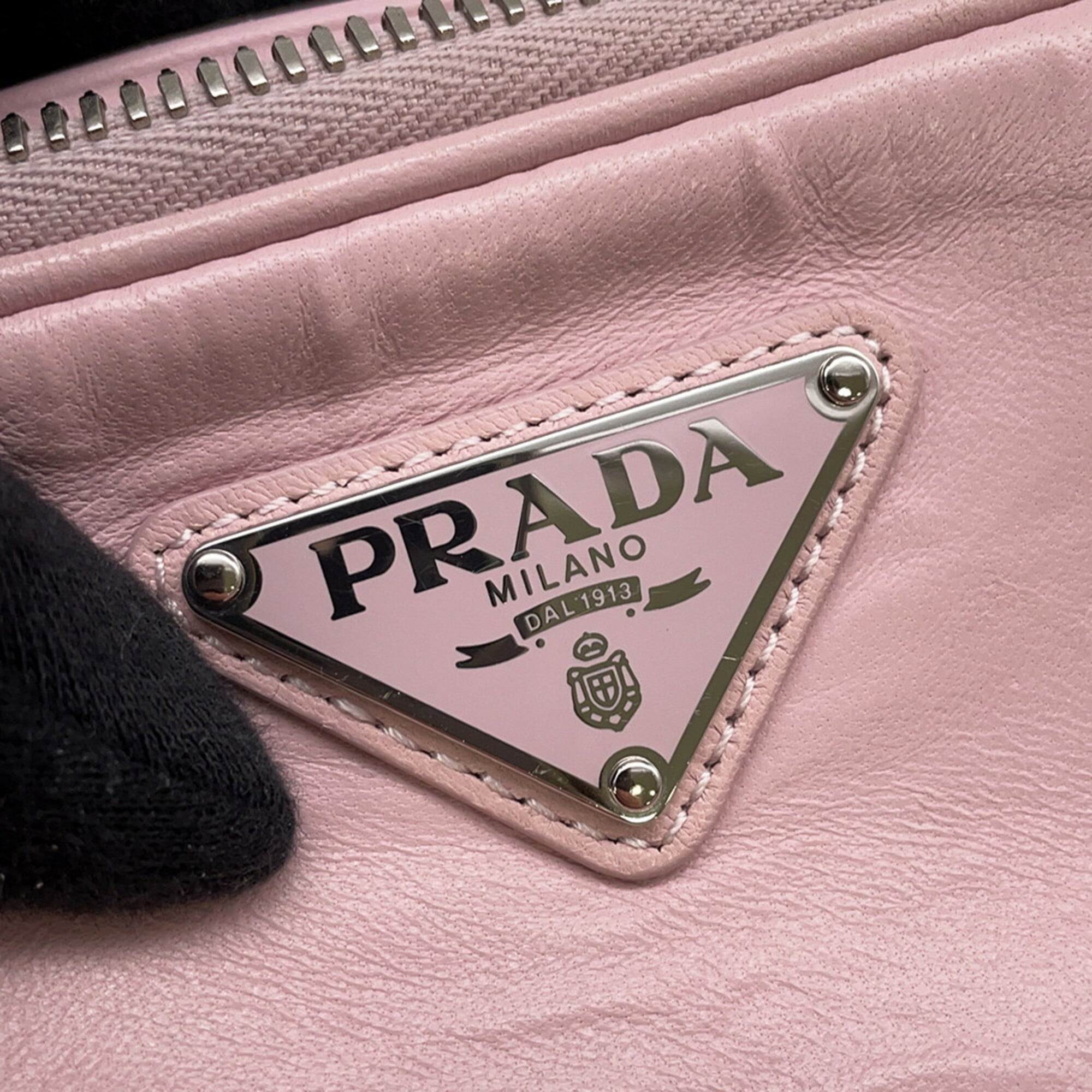 Prada Pink Leather Handbag Shoulder Bag (Pre-Owned)