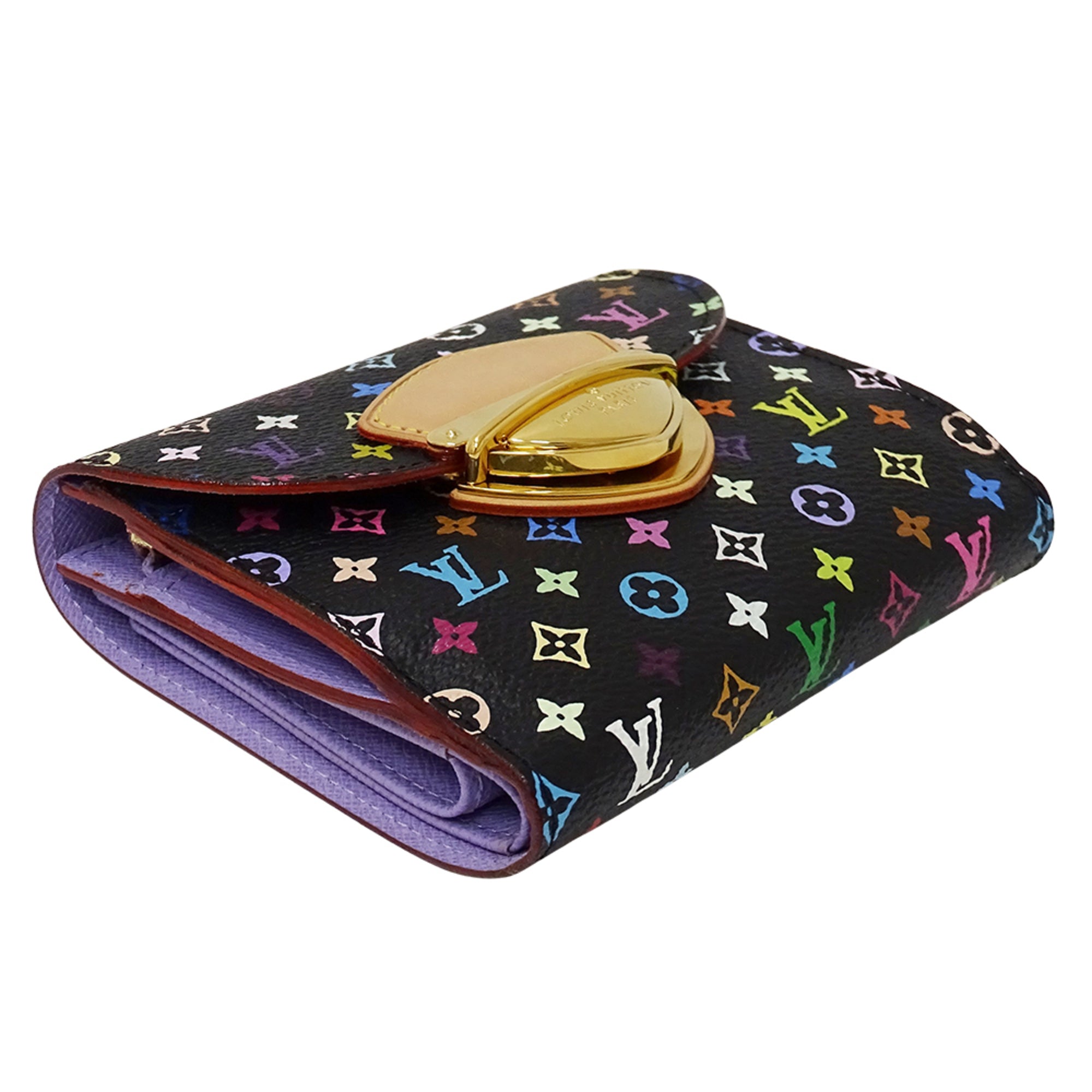 Louis Vuitton Black Multi-Color Noir Purple Violet Monogram Multicolore Wallet (Bi-Fold) (Pre-Owned)