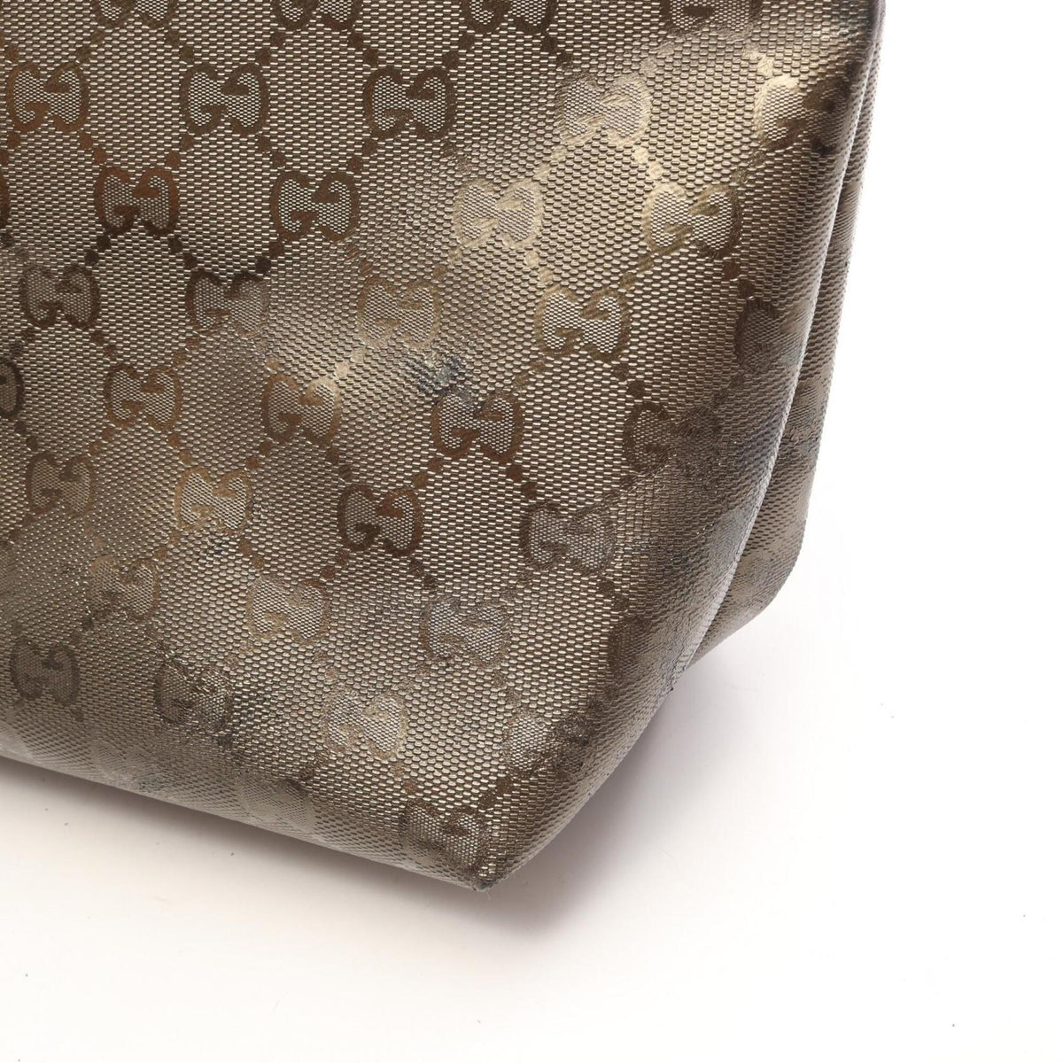 Gucci Gg Imprimé Brown Coated Canvas Leather Handbag Tote Bag (Pre-Owned)